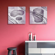 Conjunto 2 Telas Decorativas Canvas 30x30cm Moldura Madeira