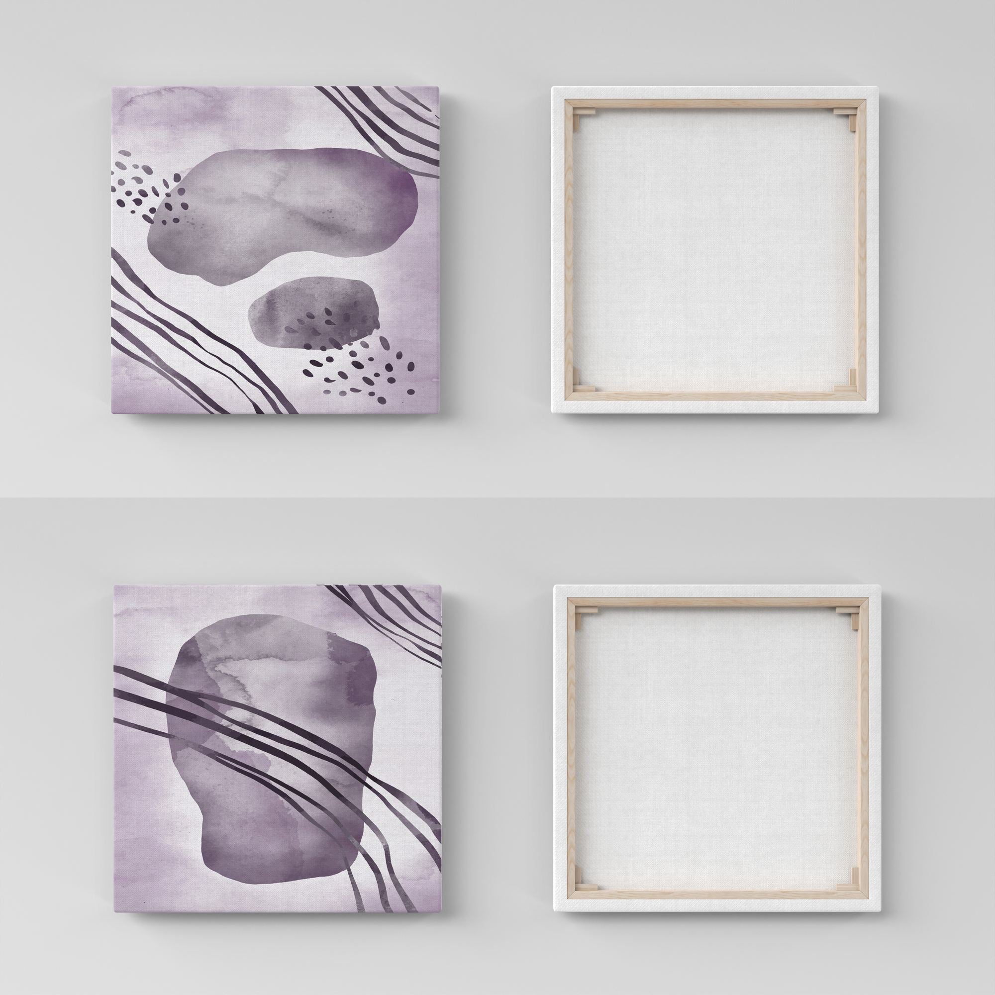 Conjunto 2 Telas Decorativas Canvas 30x30cm Moldura Madeira