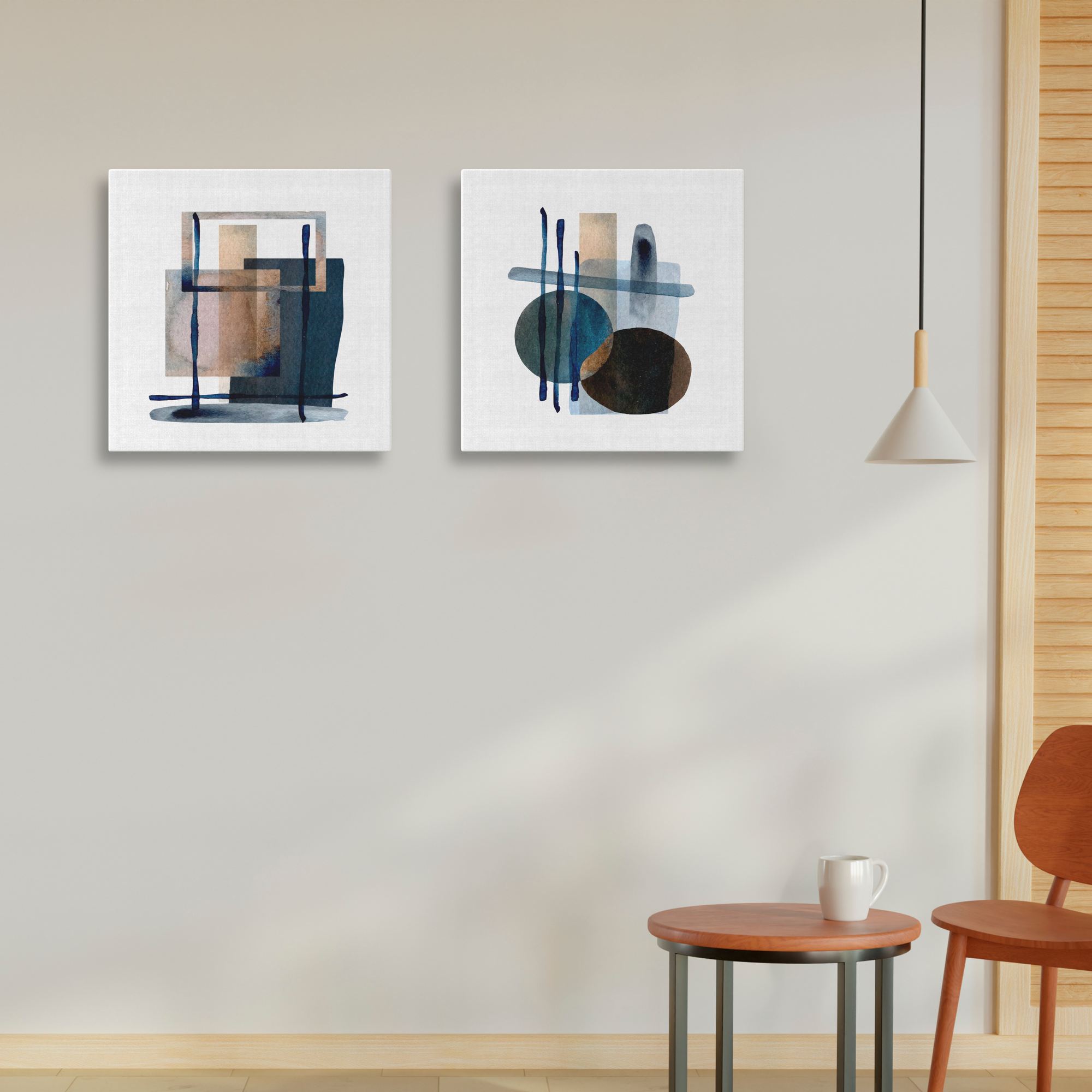 Conjunto 2 Quadros Decorativos Canvas 30x30cm - Multicolor Premium