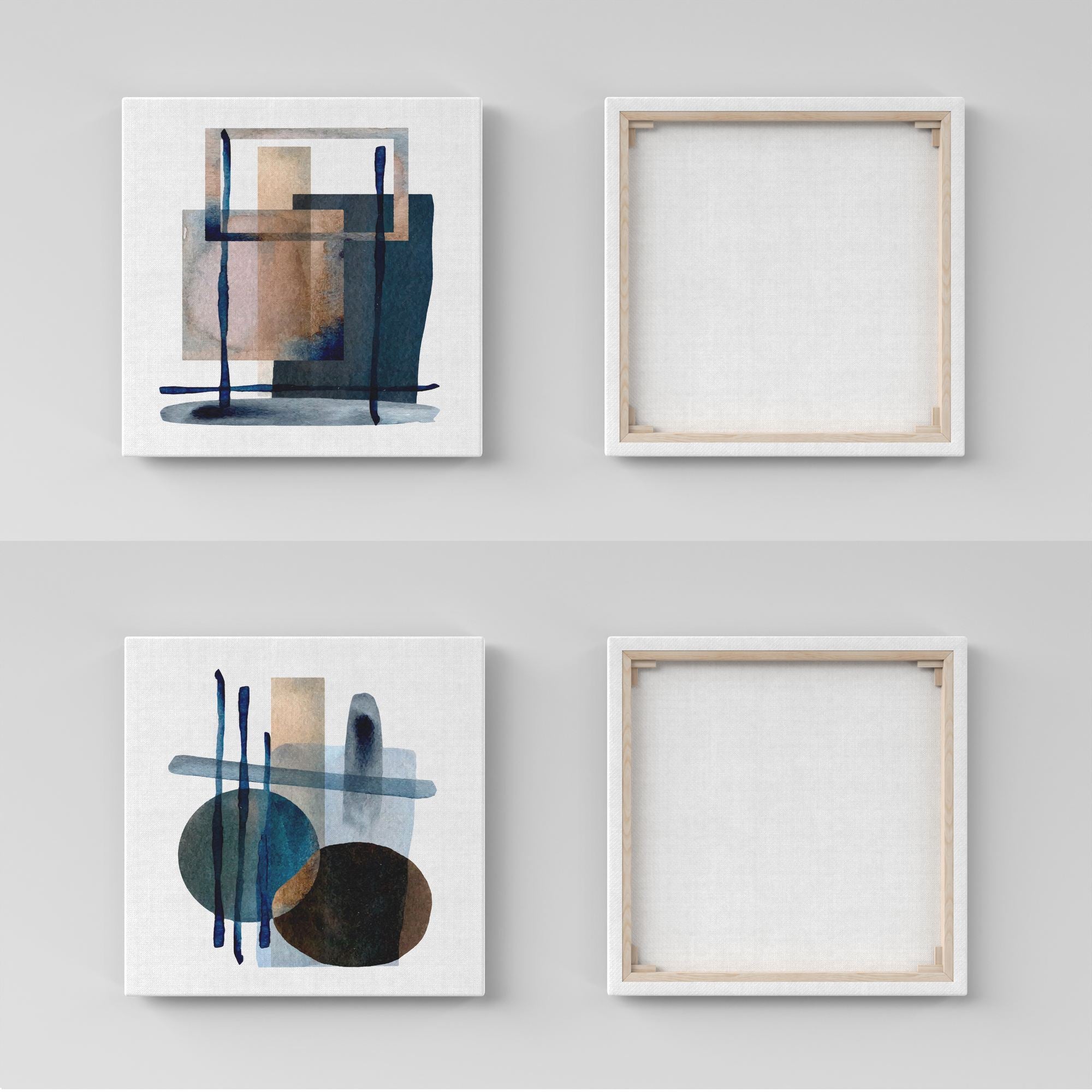 Conjunto 2 Quadros Decorativos Canvas 30x30cm - Multicolor Premium