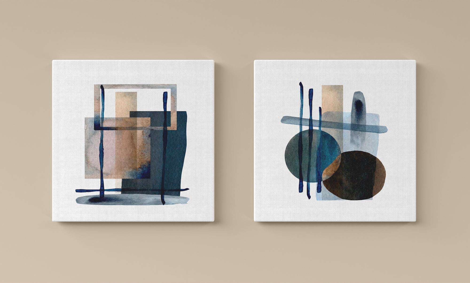 Conjunto 2 Quadros Decorativos Canvas 30x30cm - Multicolor Premium