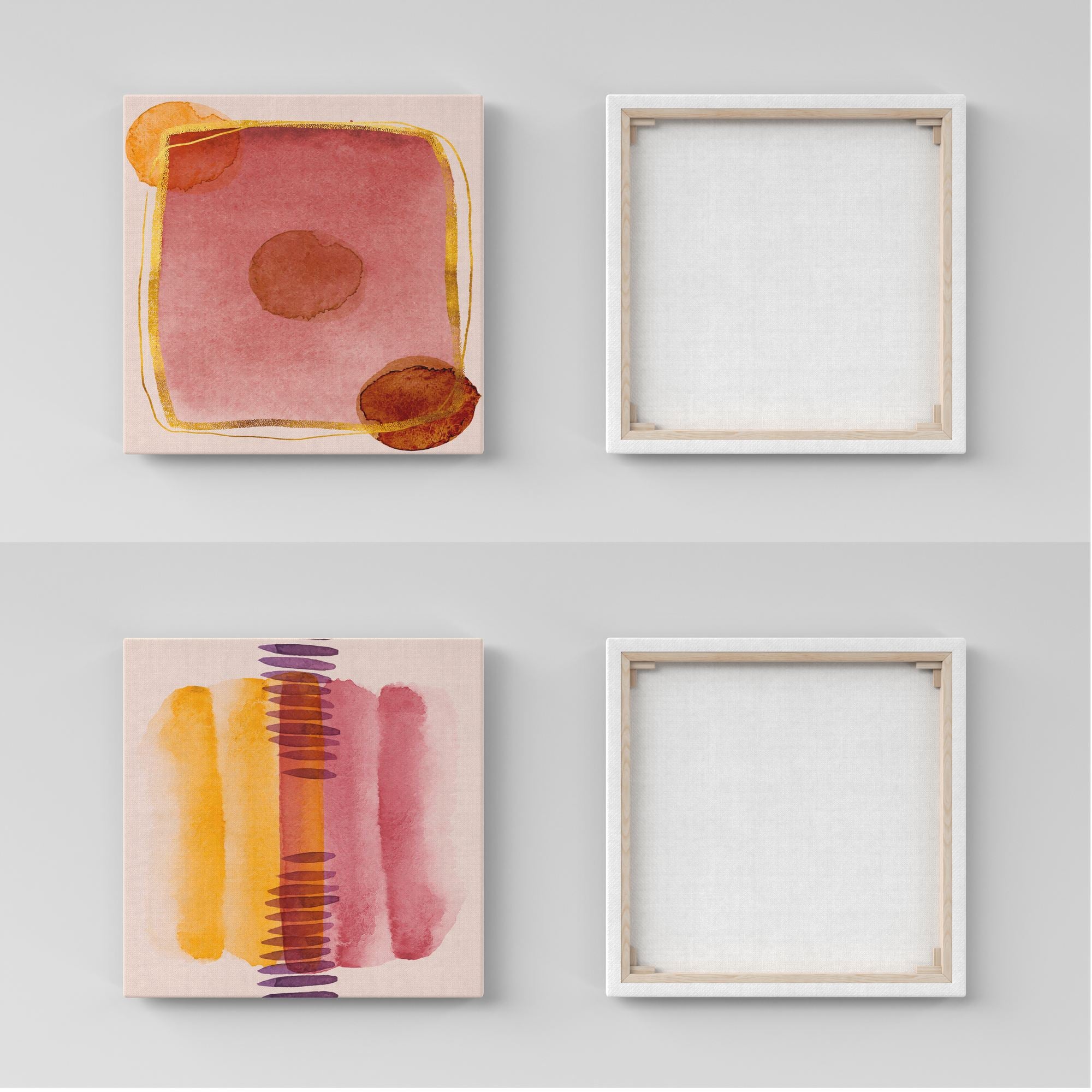 Conjunto Quadros Canvas Decorativos Multicolor 30x30cm - 2 Peças