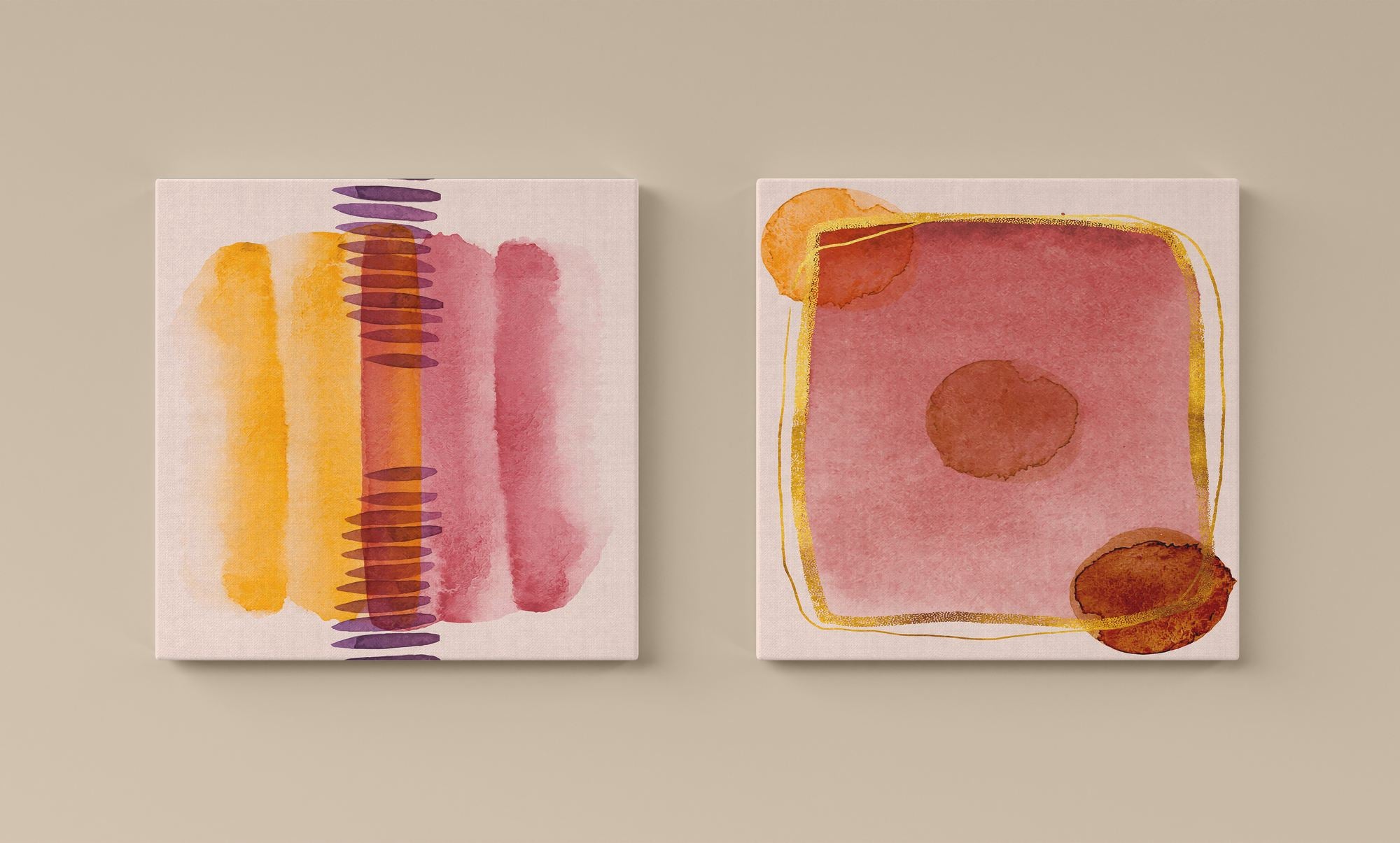 Conjunto Quadros Canvas Decorativos Multicolor 30x30cm - 2 Peças