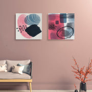 Conjunto 2 Quadros Decorativos Canvas 30x30 Moldura Madeira