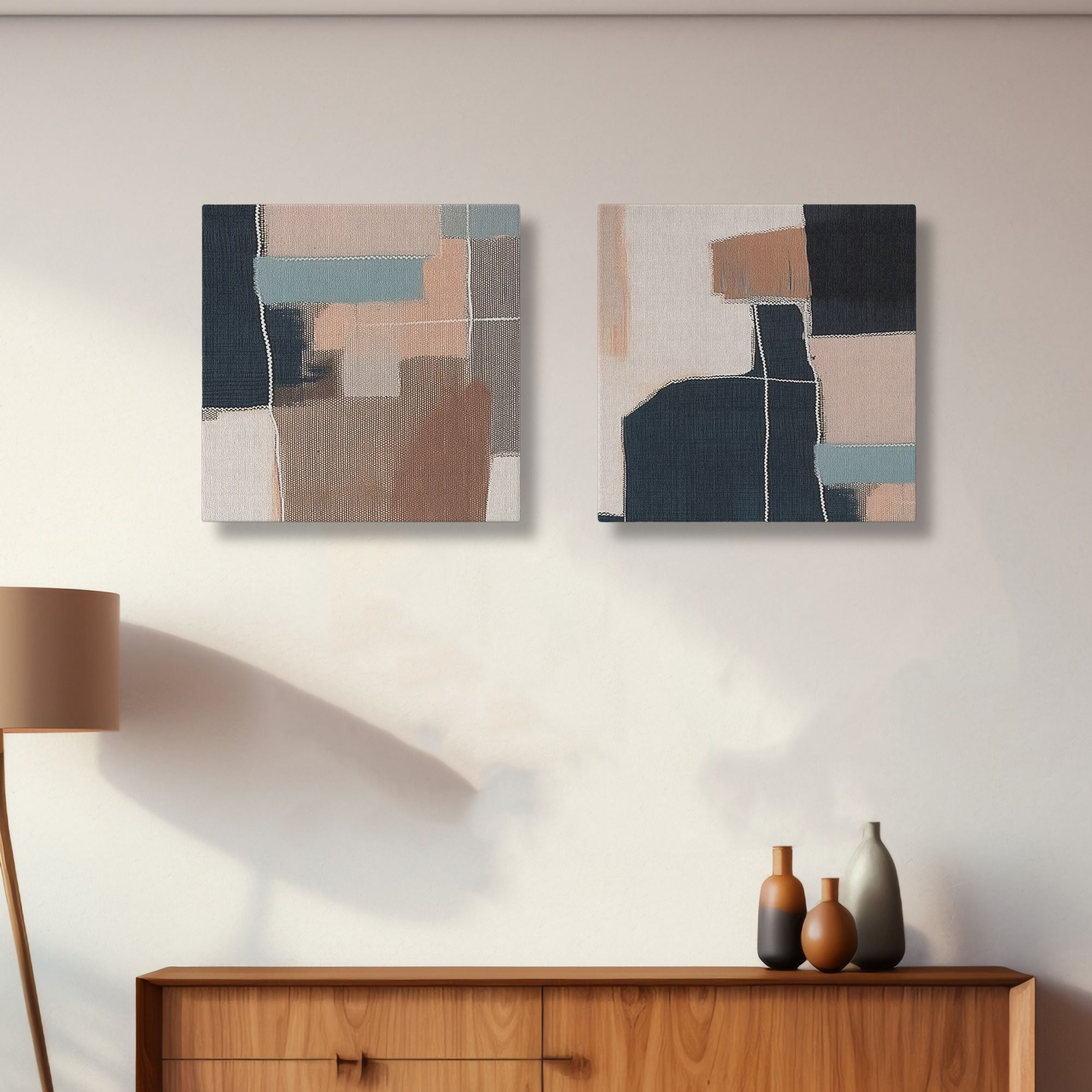 Conjunto 2 Telas Decorativas Multicolor 30x30cm - Canvas Premium