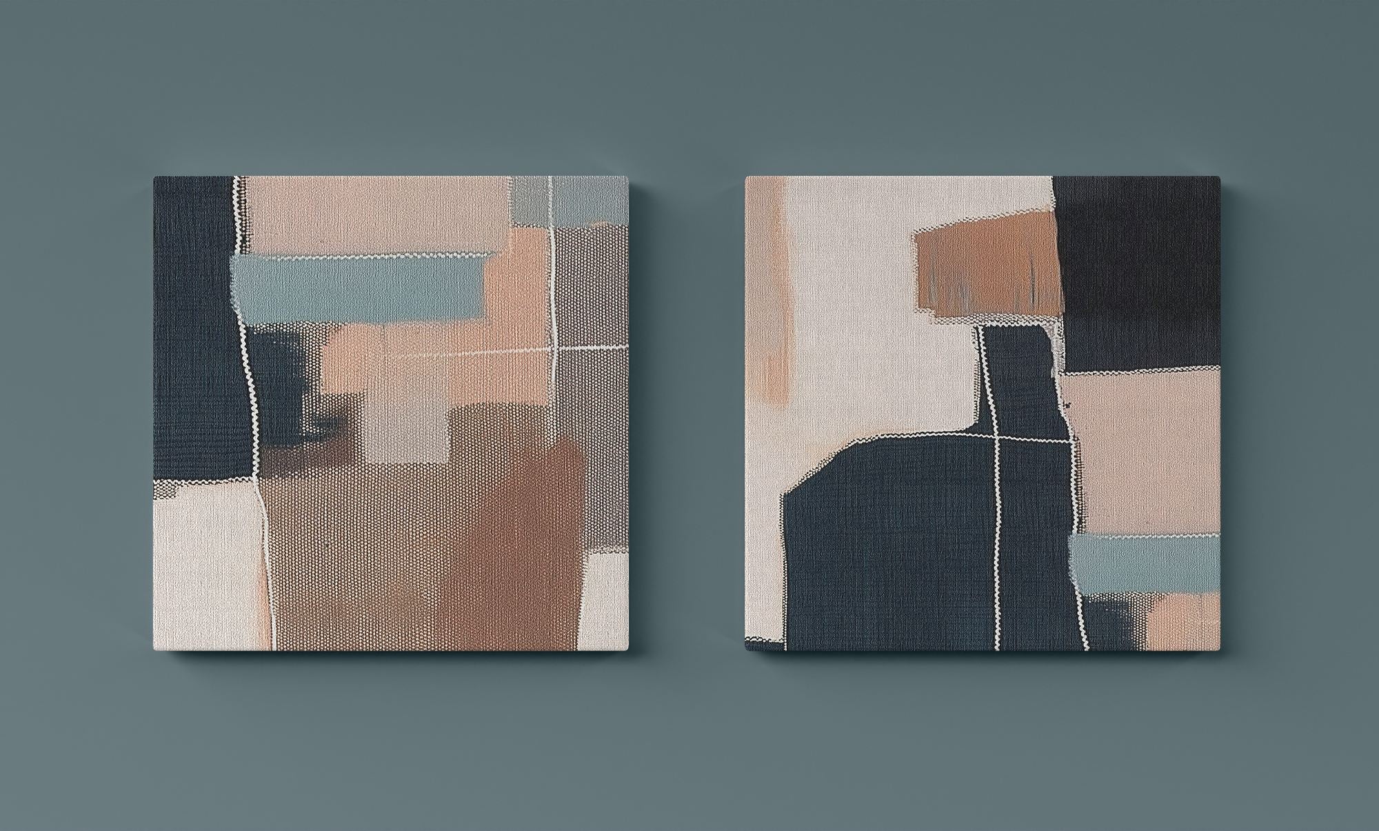 Conjunto 2 Telas Decorativas Multicolor 30x30cm - Canvas Premium