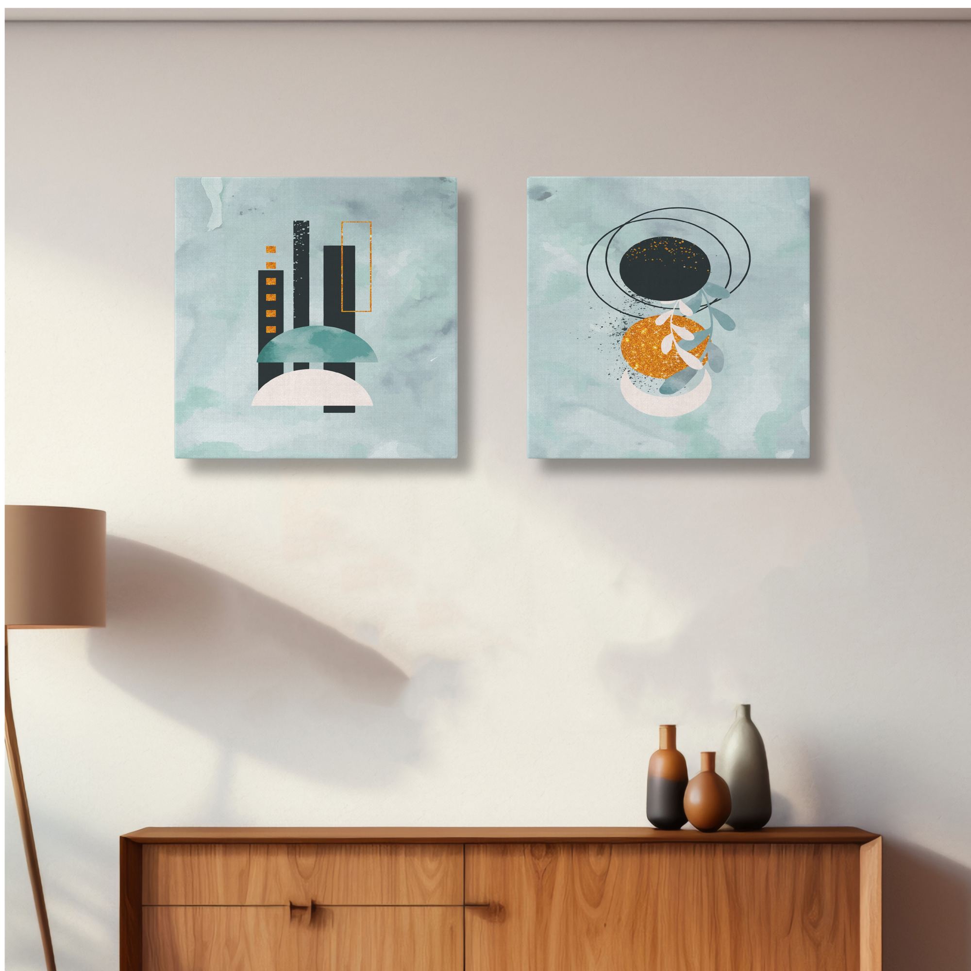 Conjunto 2 Quadros Decorativos Canvas 30x30cm - Multicolor Premium