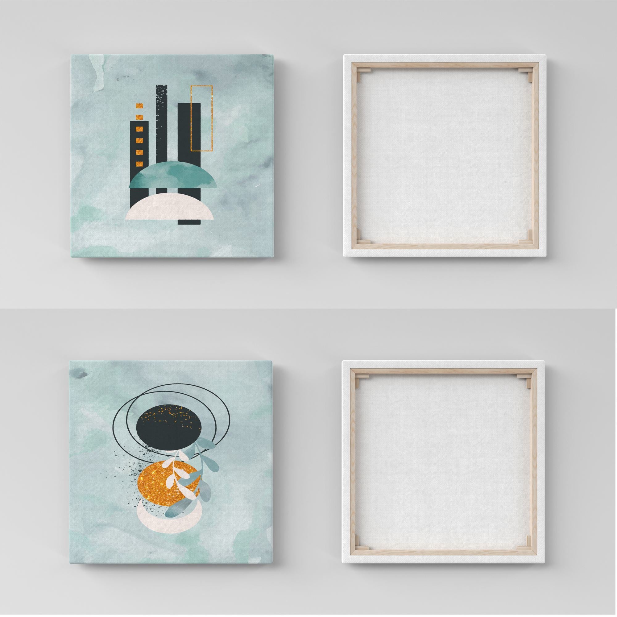 Conjunto 2 Quadros Decorativos Canvas 30x30cm - Multicolor Premium