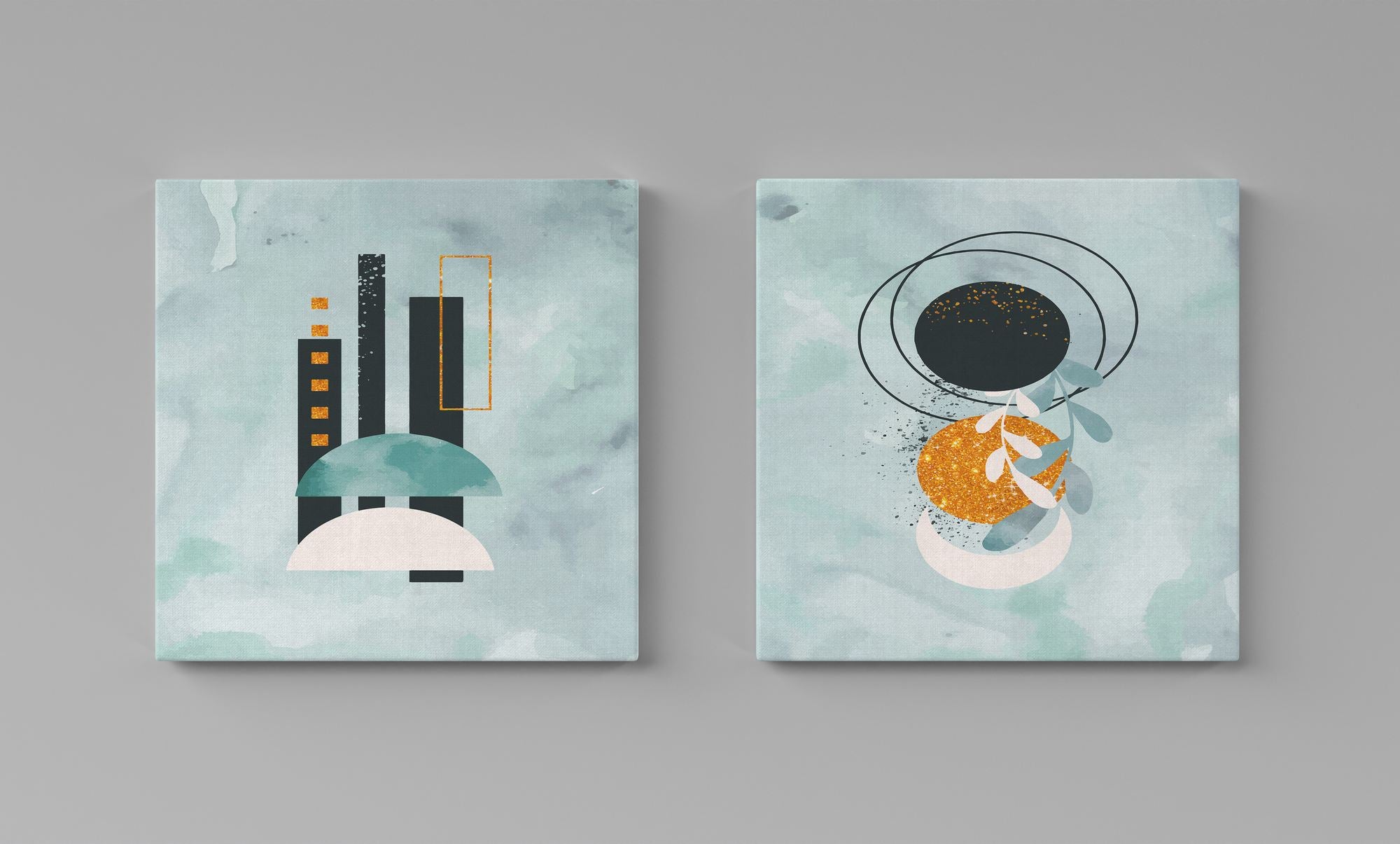 Conjunto 2 Quadros Decorativos Canvas 30x30cm - Multicolor Premium