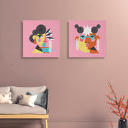 Conjunto de Telas Decorativas 30x30cm - Arte Contemporânea (2 Peças)