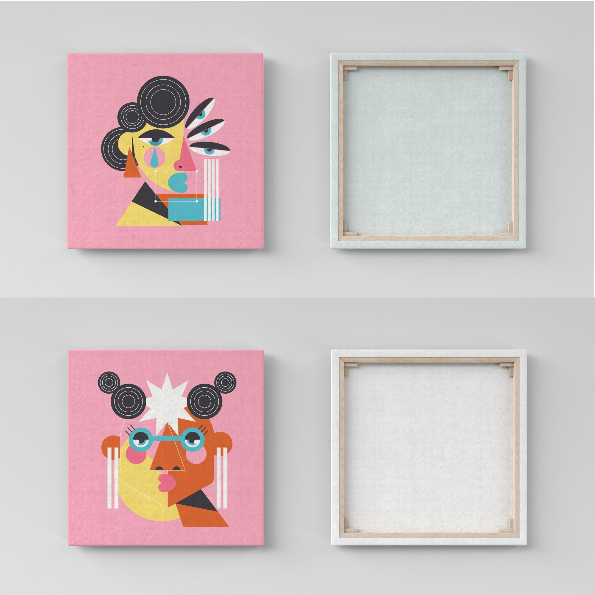 Conjunto de Telas Decorativas 30x30cm - Arte Contemporânea (2 Peças)