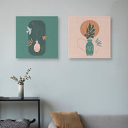 Conjunto 2 Telas Decorativas Canvas Multicolor 30x30cm - Moldura Madeira