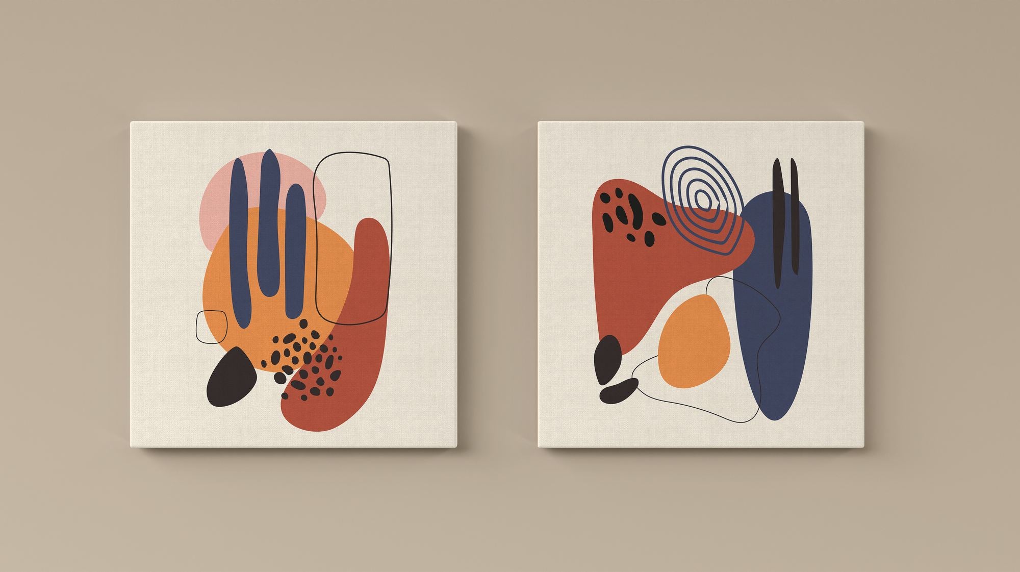 Conjunto 2 Telas Decorativas Canvas 30x30cm - Multicolor Premium