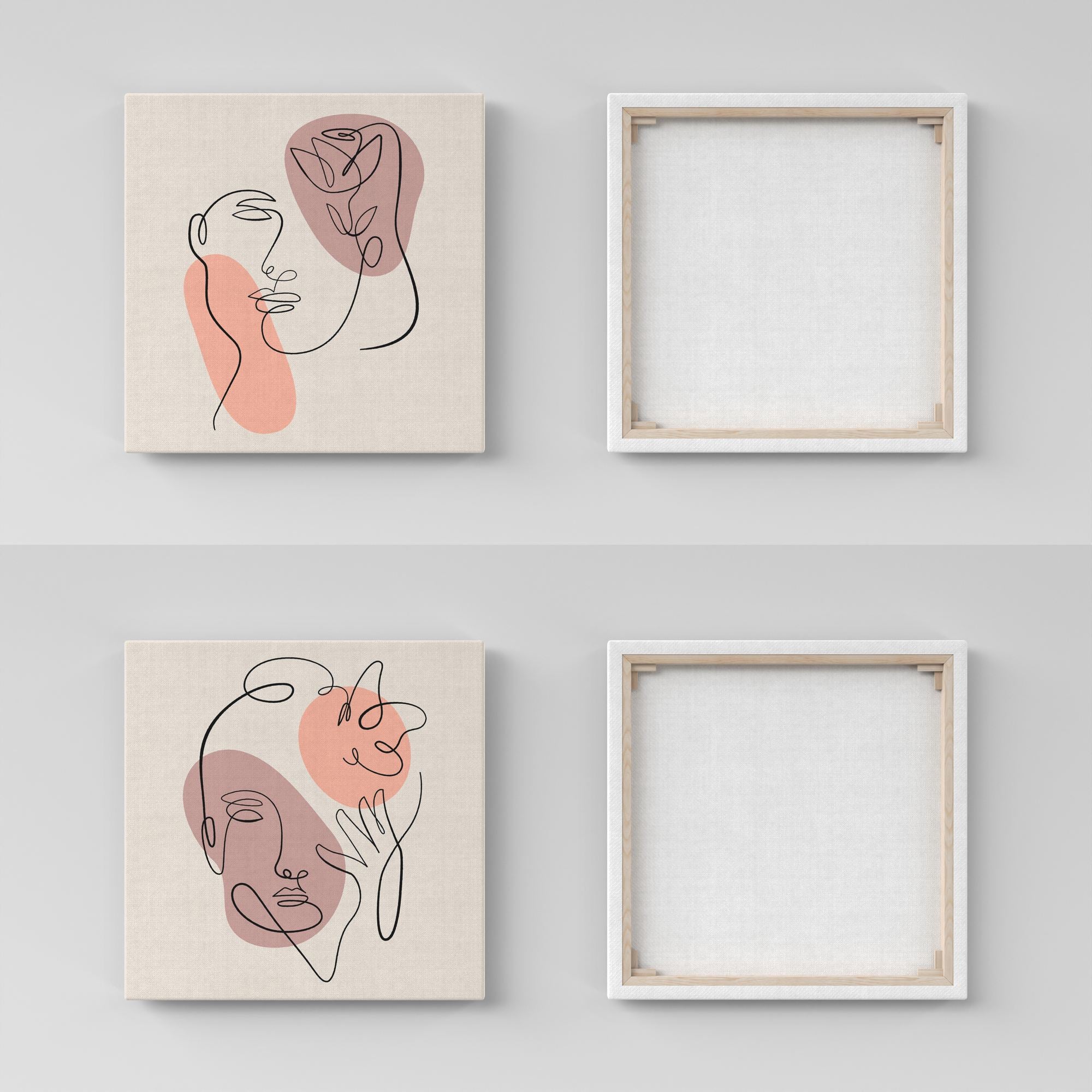 Conjunto de Quadros Decorativos Canvas - 2 Peças 30x30cm Multicolor