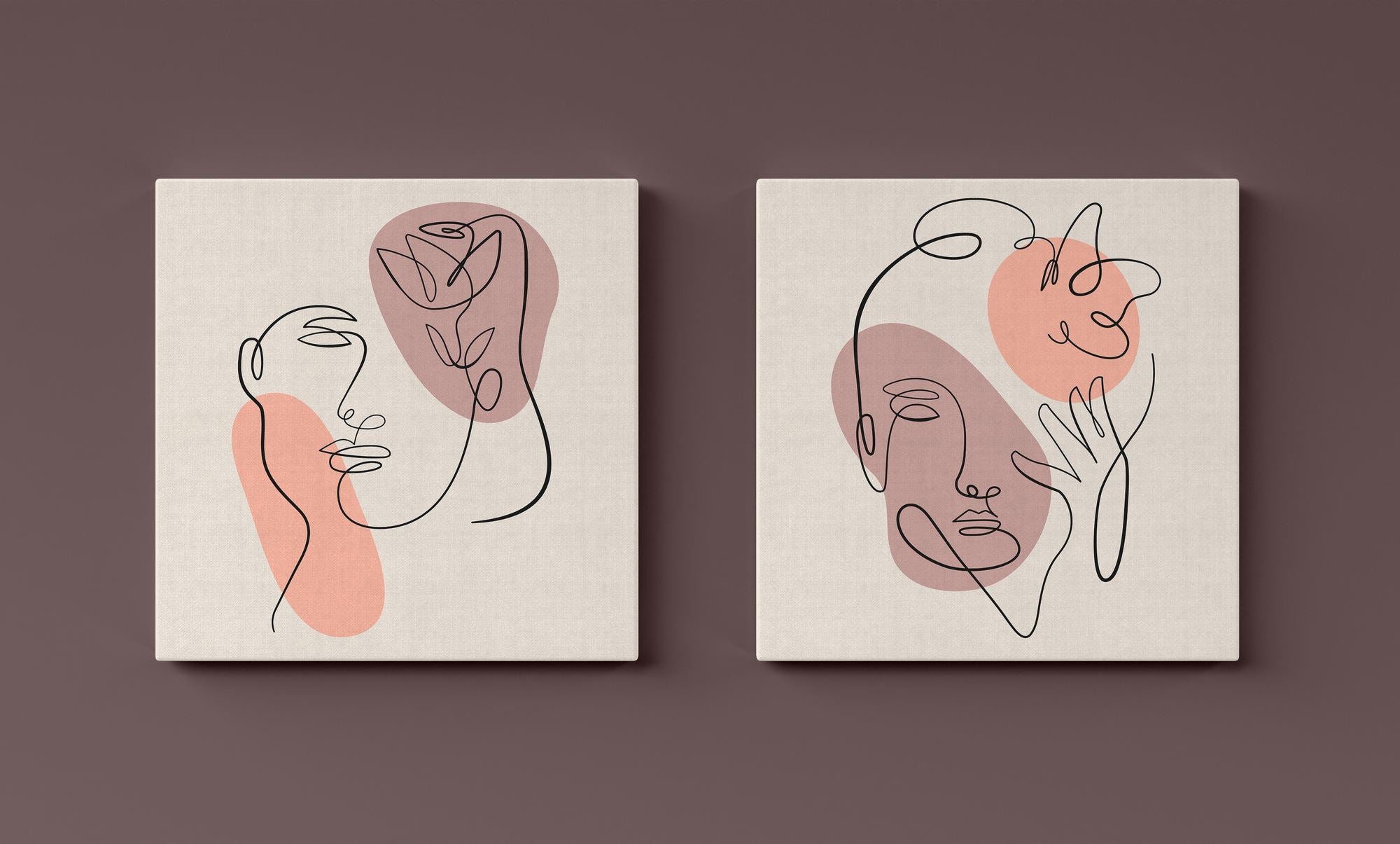 Conjunto de Quadros Decorativos Canvas - 2 Peças 30x30cm Multicolor