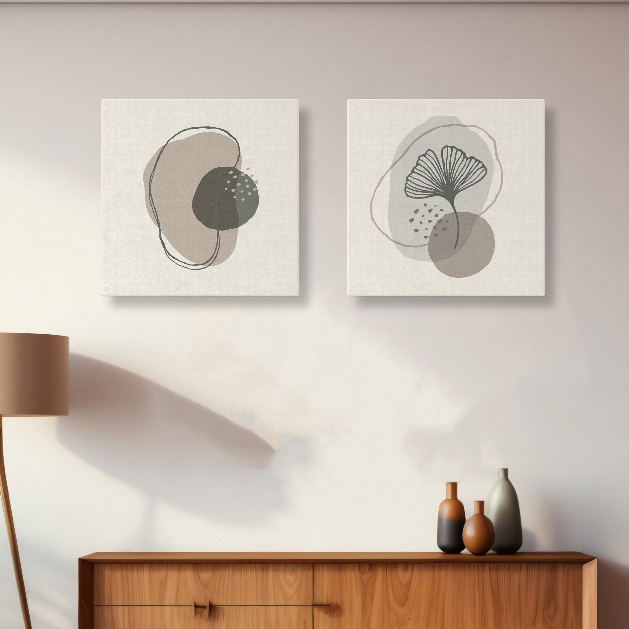 Conjunto de Quadros Decorativos Multicolor 30x30cm - 2 Peças Canvas