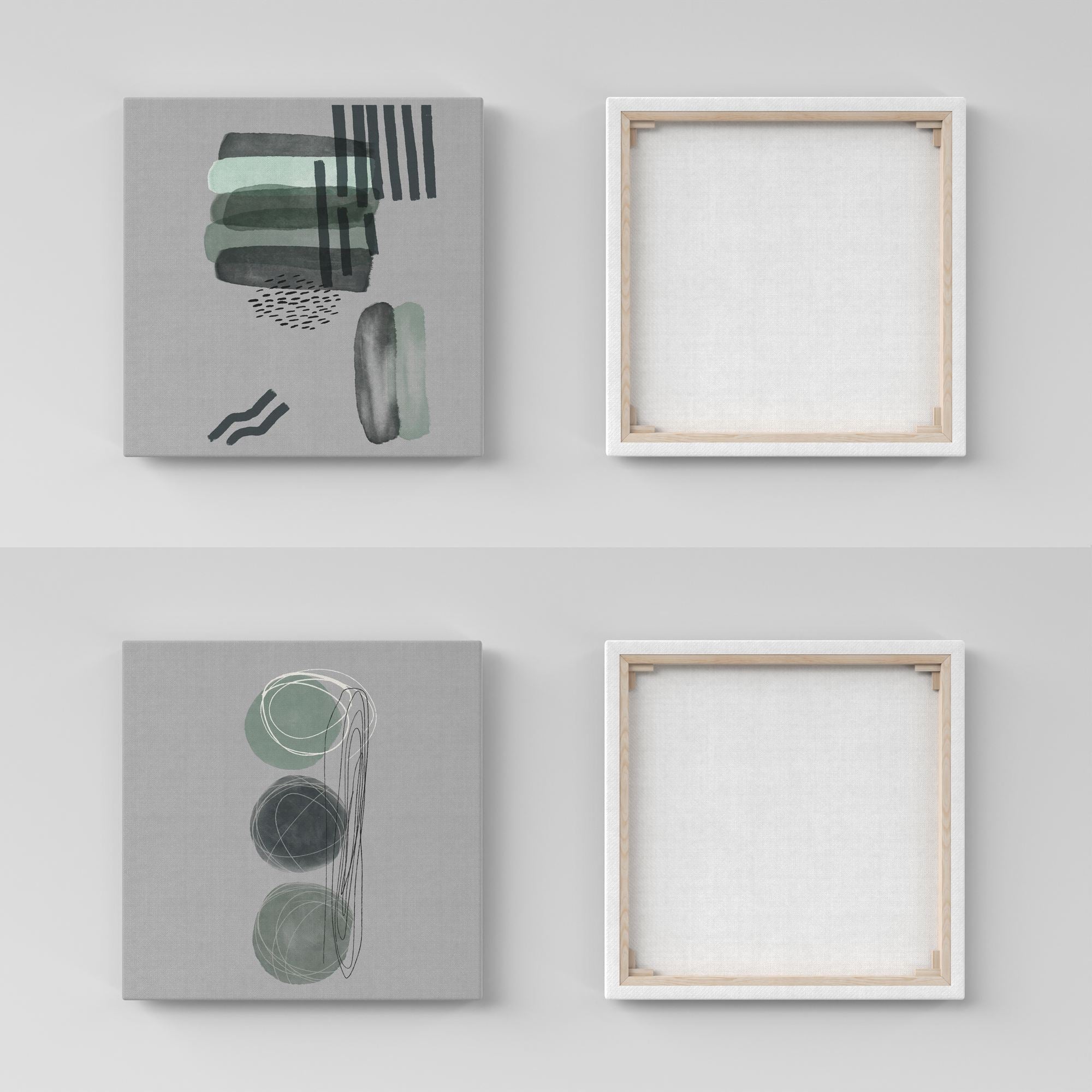 Conjunto 2 Quadros Canvas Decorativos 30x30cm - Moldura Madeira