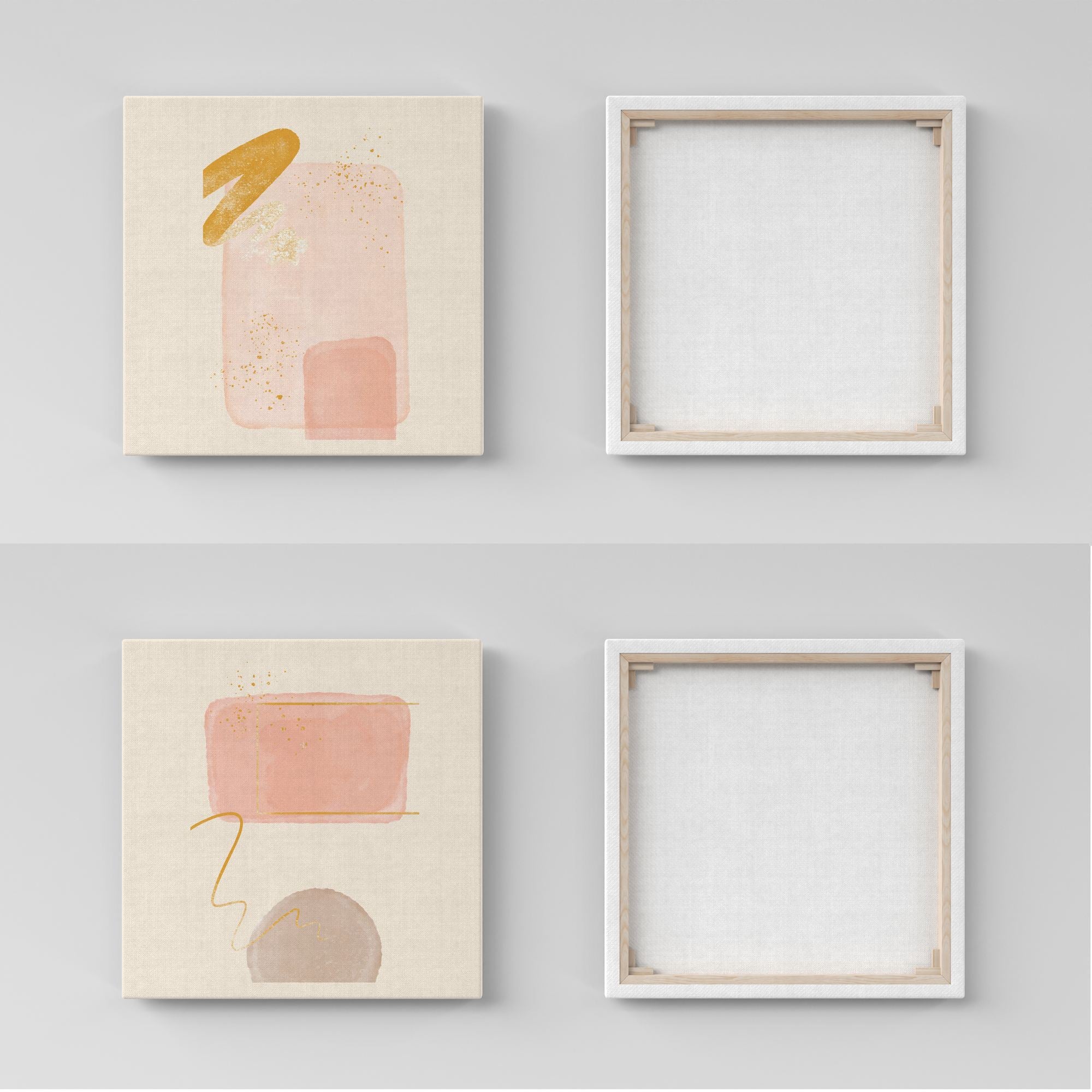 Conjunto 2 Telas Decorativas Canvas 30x30cm Moldura Madeira