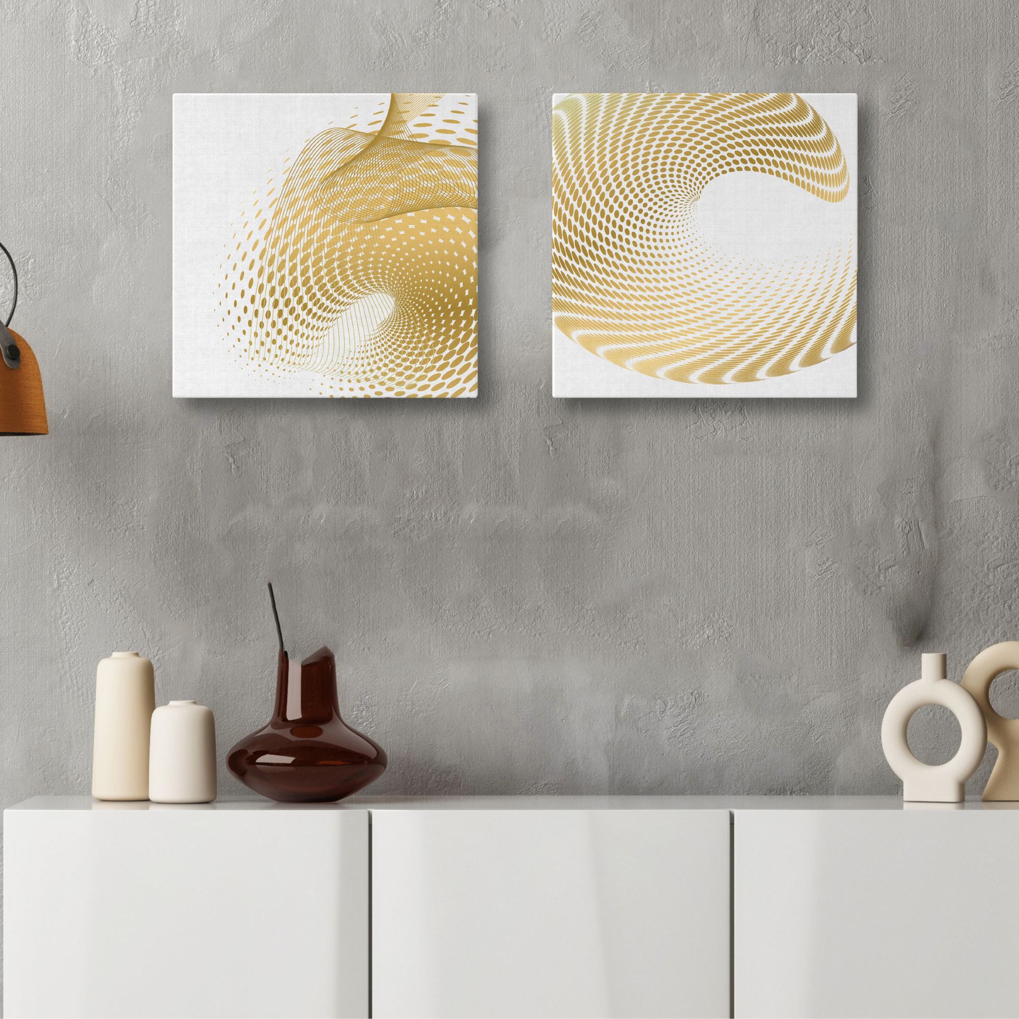 Conjunto de Telas Decorativas Gold & White - 30x30cm (2 Peças)