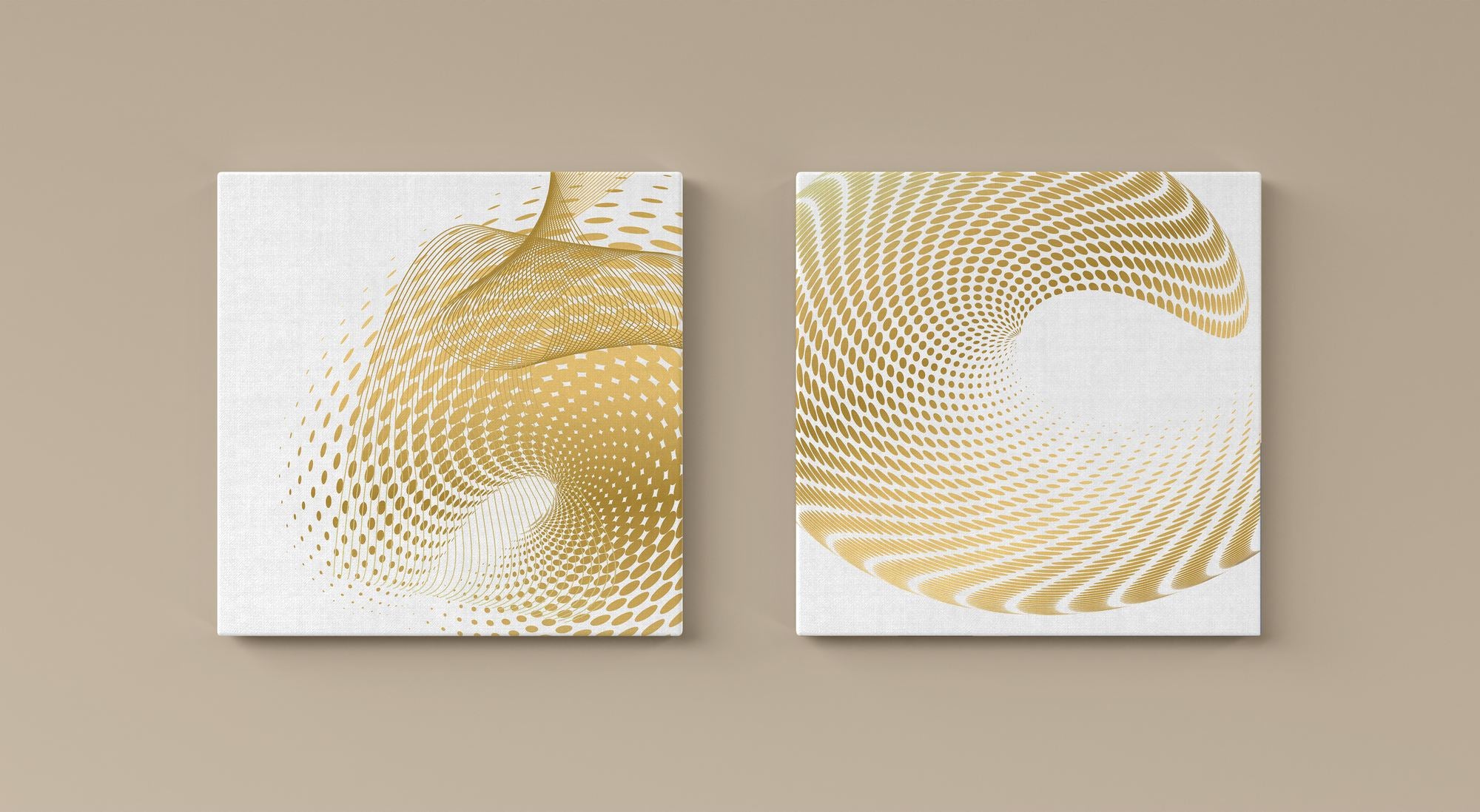 Conjunto de Telas Decorativas Gold & White - 30x30cm (2 Peças)