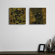 Conjunto 2 Quadros Decorativos Canvas 30x30cm Gold Black Premium