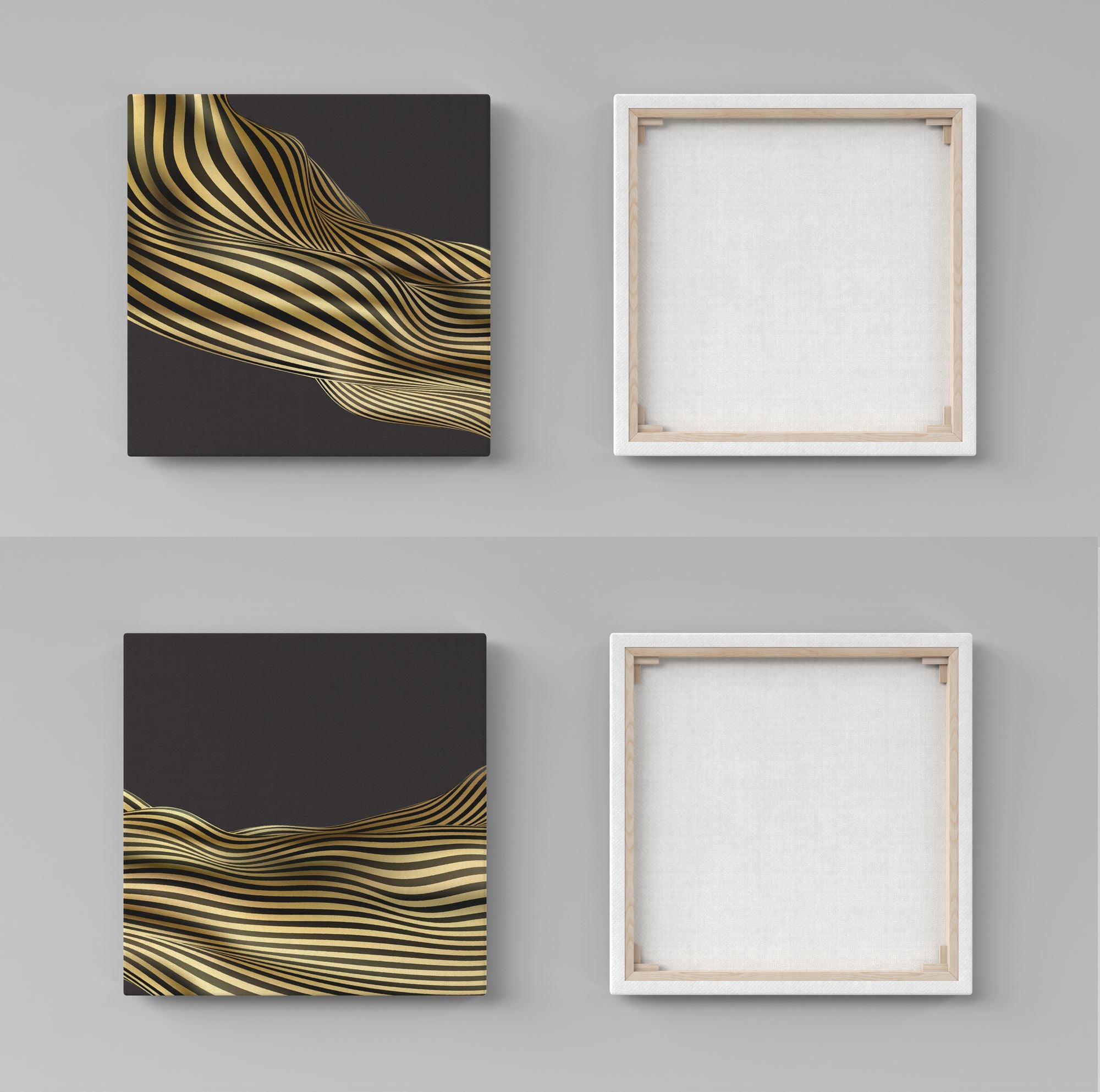 Conjunto Telas Decorativas Dourado e Preto 30x30cm - 2 Peças