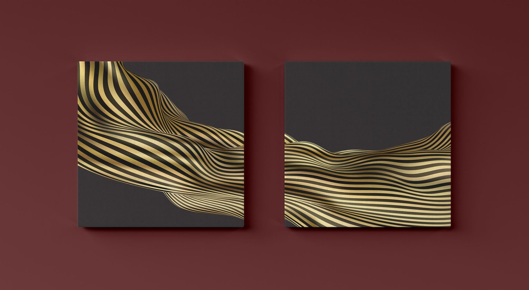 Conjunto Telas Decorativas Dourado e Preto 30x30cm - 2 Peças