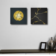 Conjunto 2 Quadros Decorativos Gold Black 30x30cm Canvas Premium