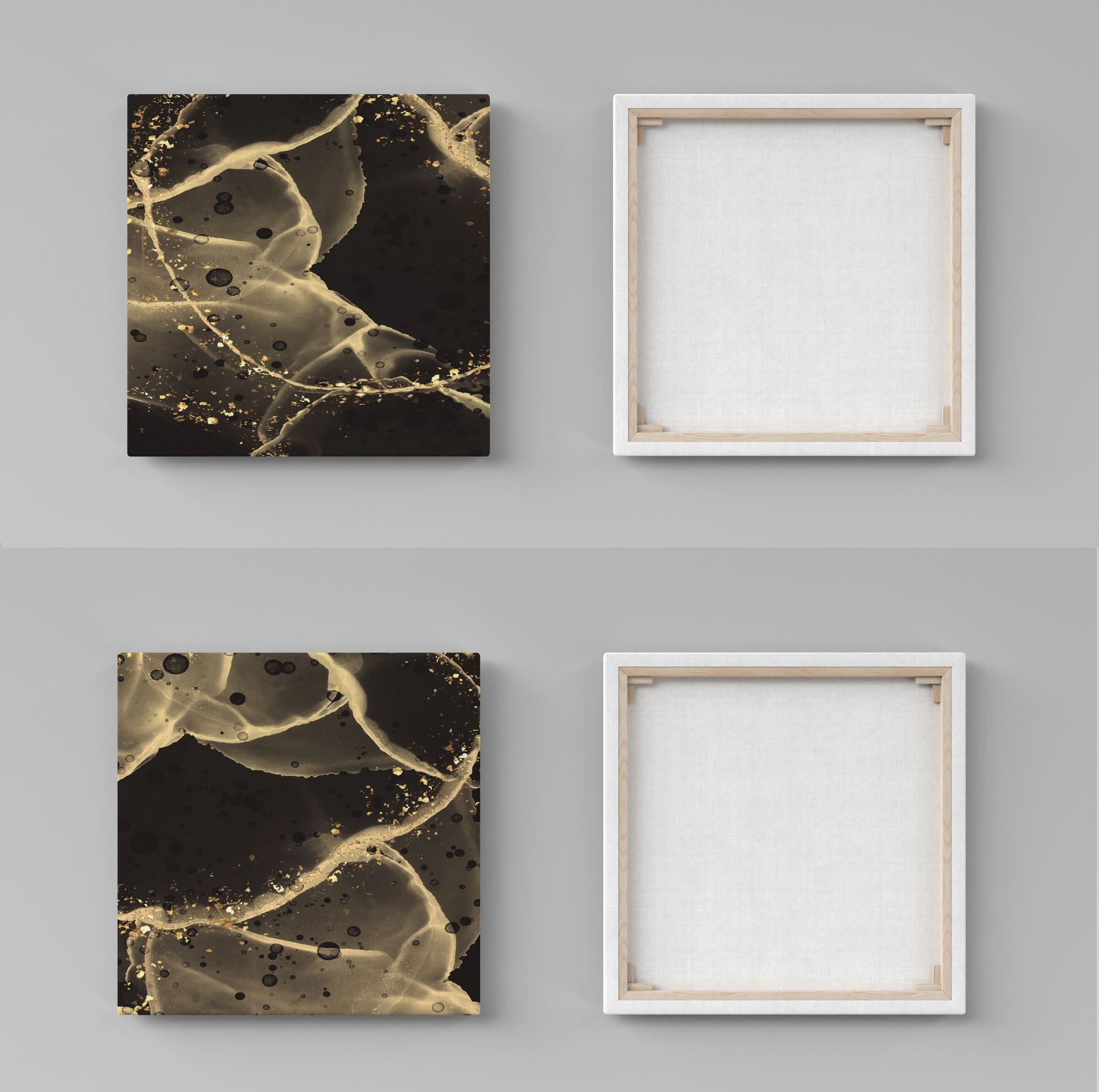 Conjunto de Quadros Decorativos Gold & Black - 30x30cm (2 peças)