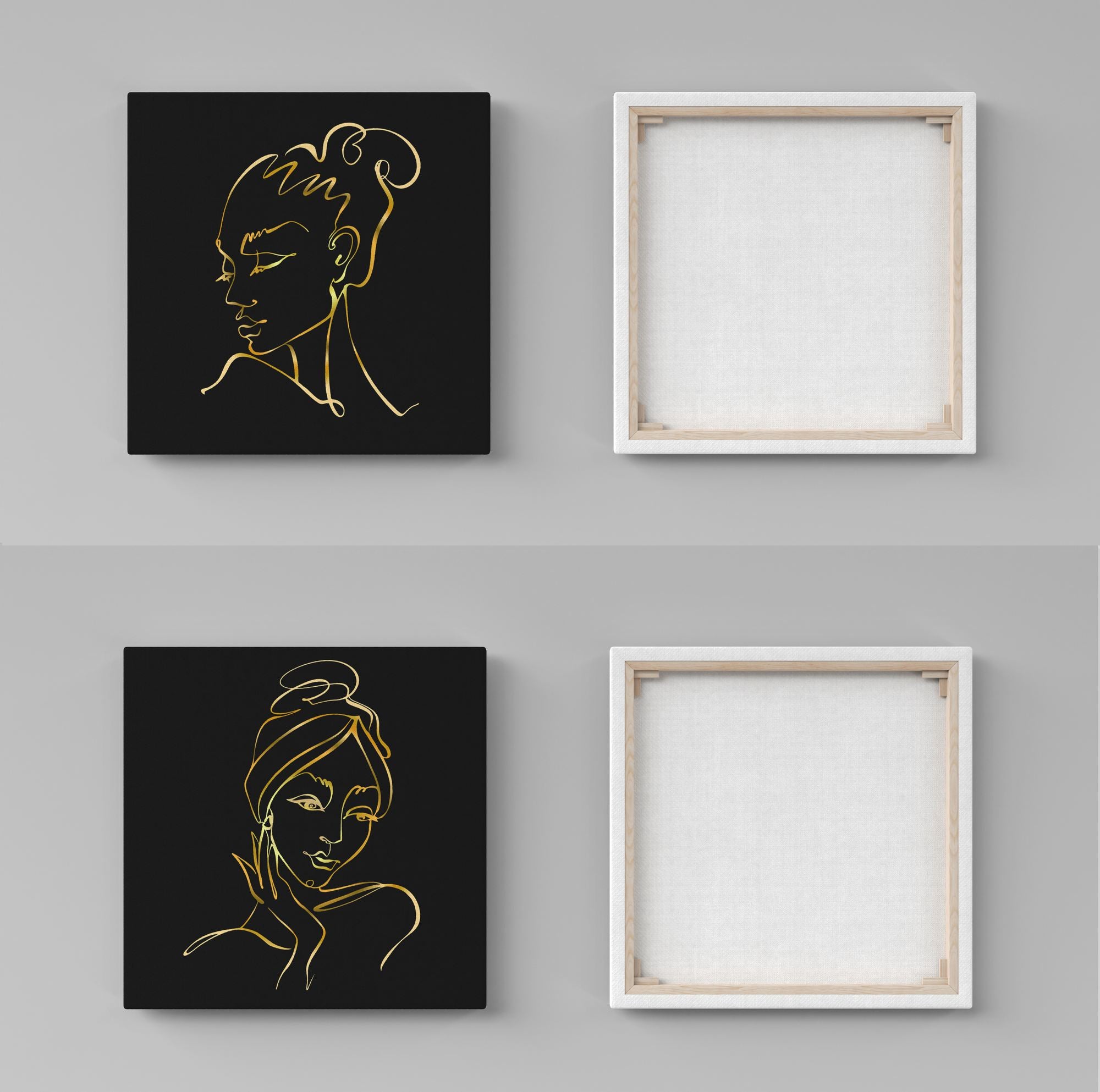 Conjunto 2 Telas Decorativas Dourado e Preto 30x30cm - Luxo Premium