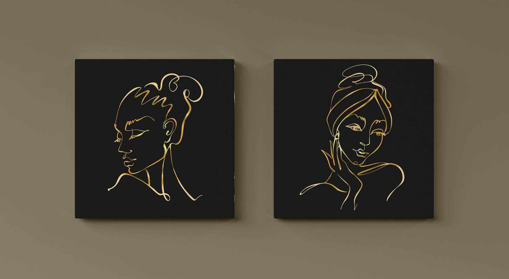 Conjunto 2 Telas Decorativas Dourado e Preto 30x30cm - Luxo Premium