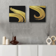 Conjunto Pintura Canvas Dourada e Preta 30x30cm - 2 Peças