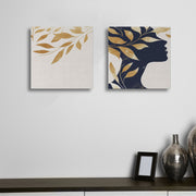 Conjunto 2 Telas Decorativas Canvas 30x30cm - Gold Cream Blue