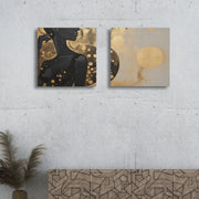 Quadros Decorativos Canvas Dourado 30x30cm - Set 2 Peças