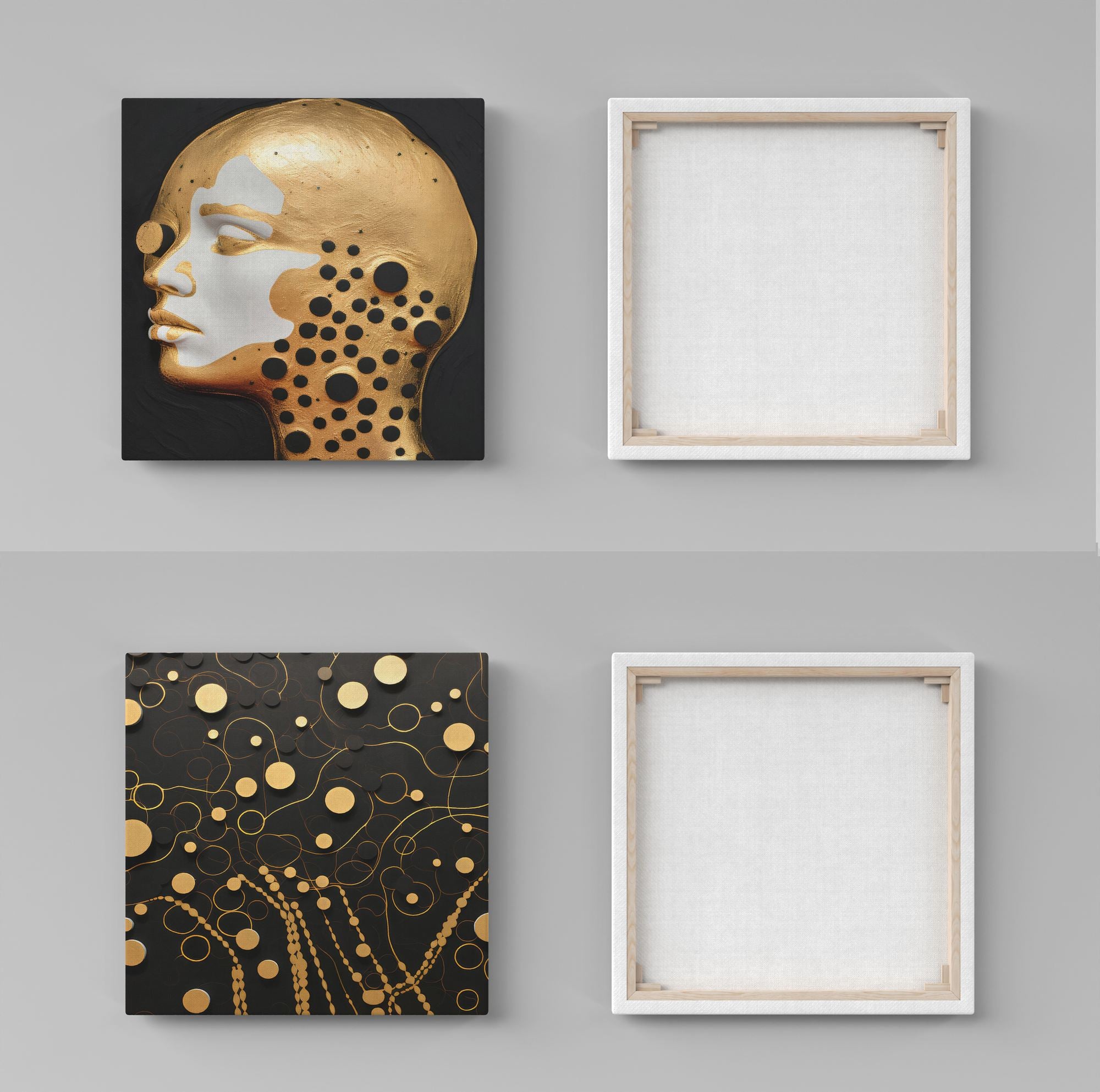 Conjunto 2 Telas Decorativas Dourado e Preto 30x30cm Premium