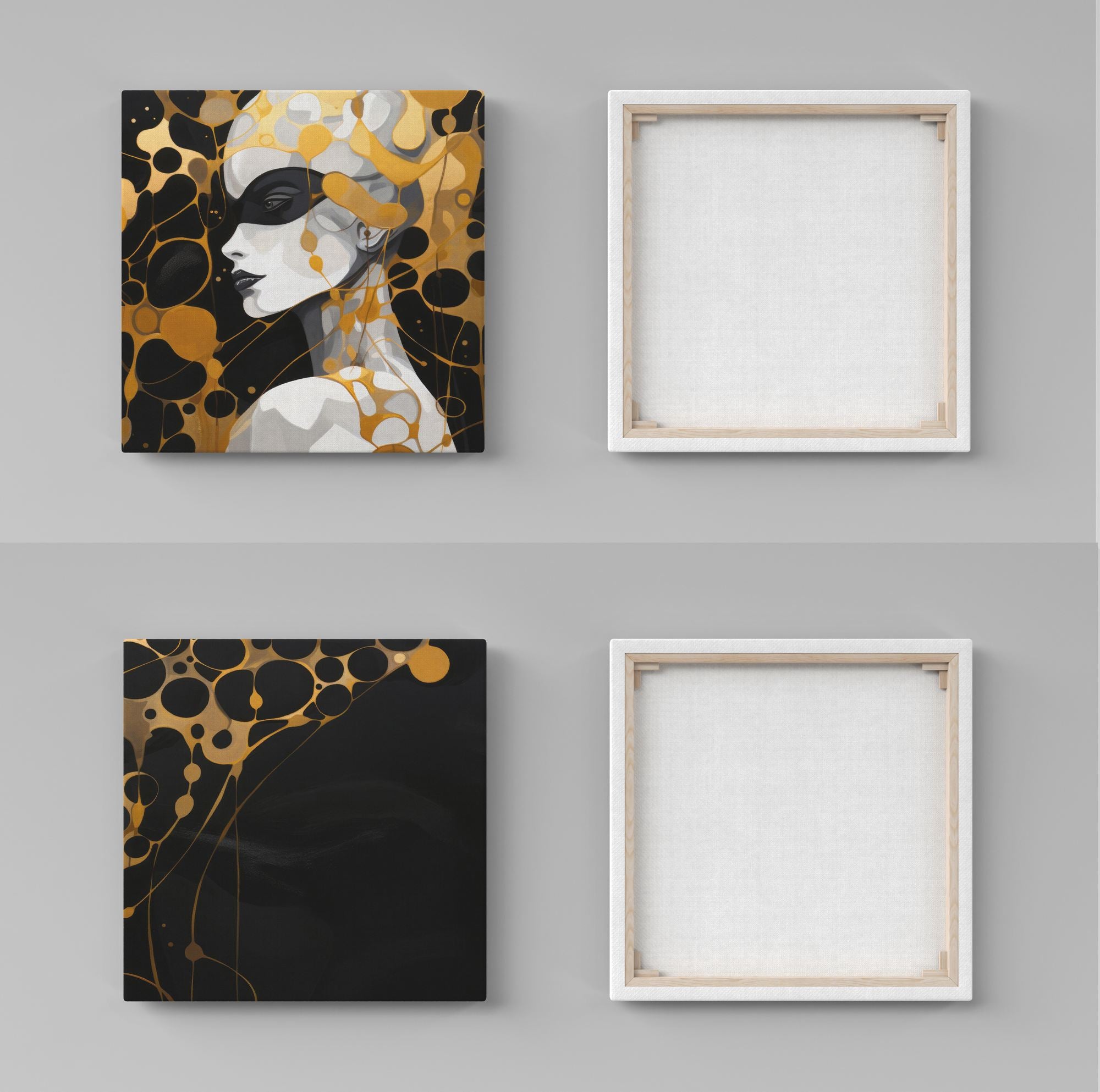 Quadros Decorativos Canvas Dourado e Preto - Conjunto 2 Peças
