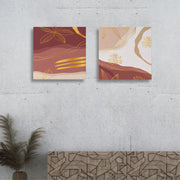 Conjunto de Quadros Decorativos Canvas 30x30cm - 2 Peças Dourado