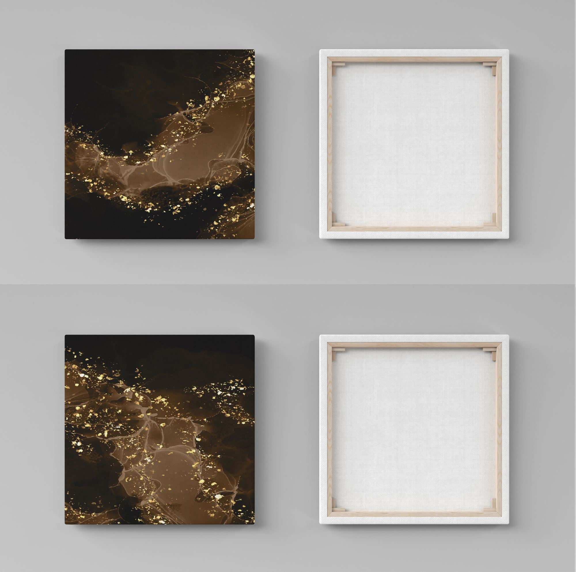Quadros Decorativos Canvas Dourado e Preto - Conjunto 2 Peças 30x30
