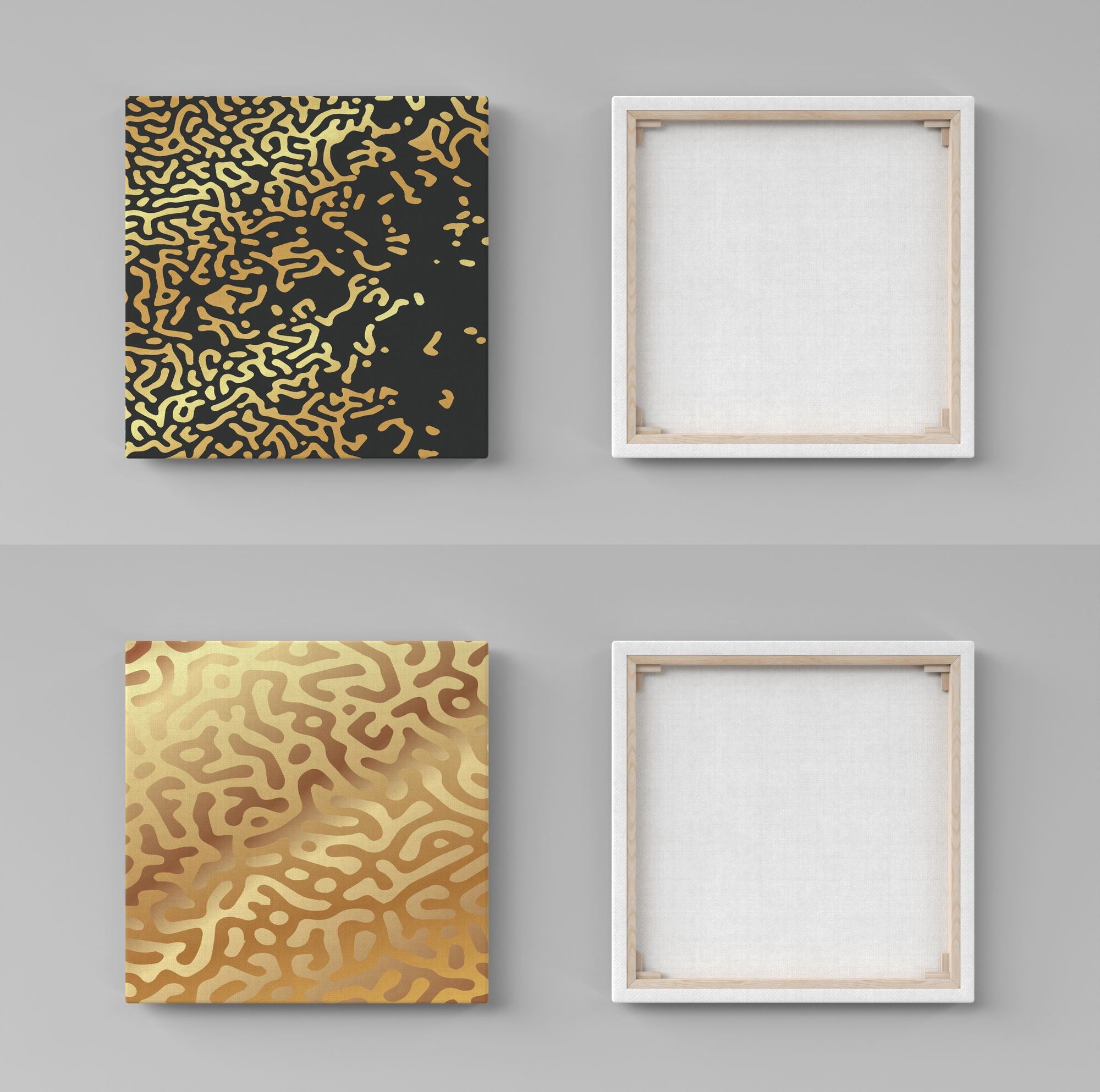 Conjunto de Quadros Decorativos Gold Black - 30x30cm Canvas Premium