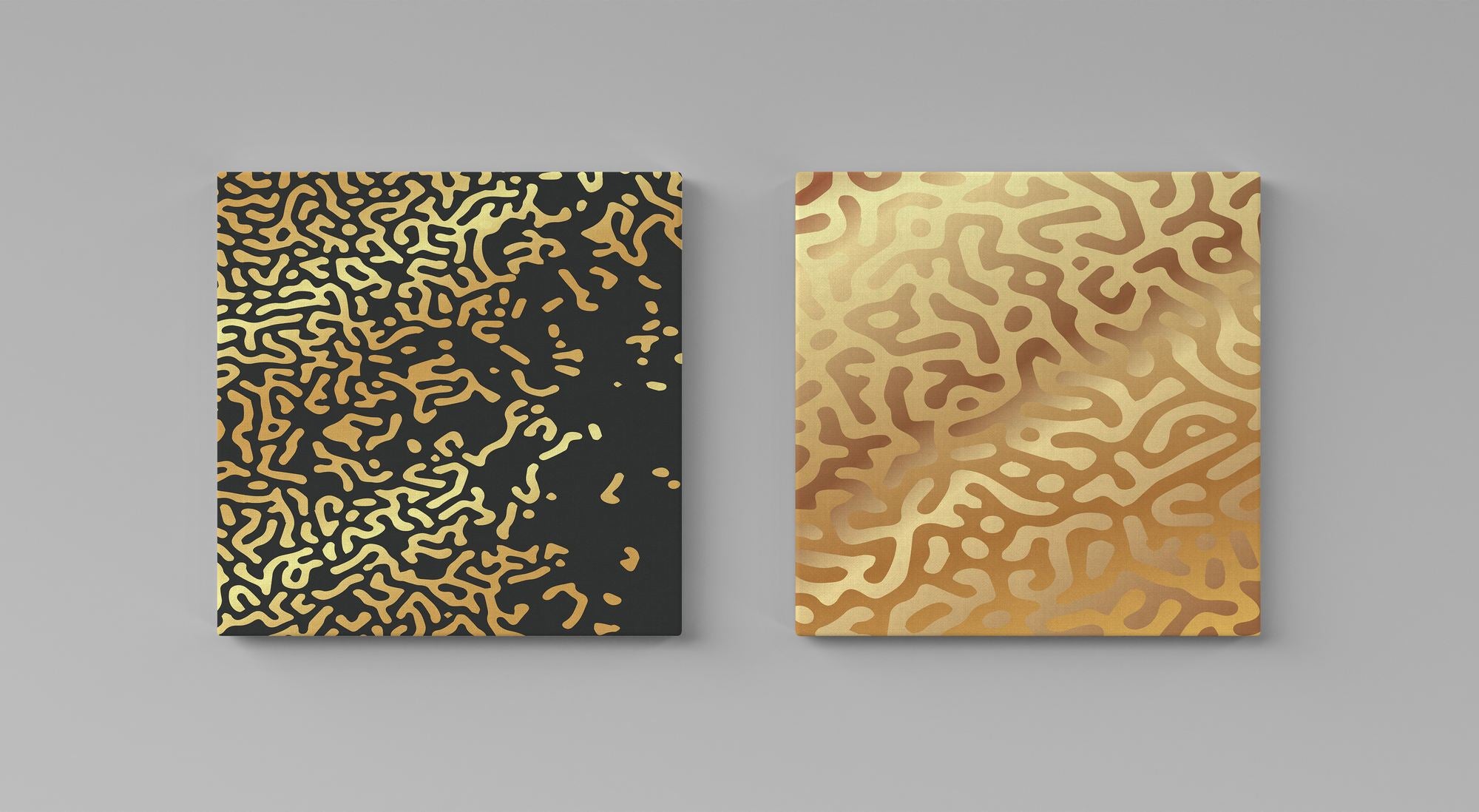 Conjunto de Quadros Decorativos Gold Black - 30x30cm Canvas Premium