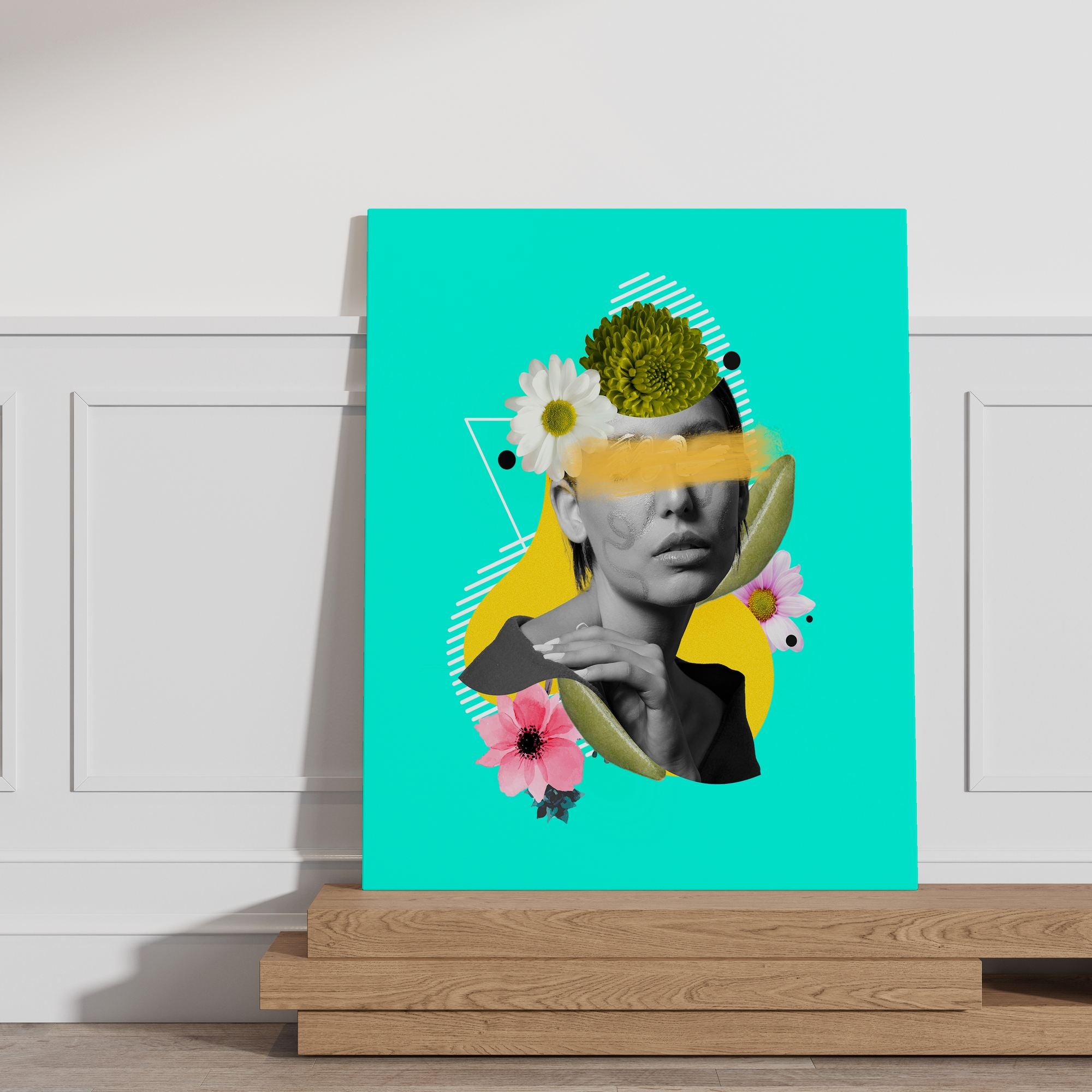 Quadro Decorativo Canvas Multicolor 50x70cm - Moldura Madeira