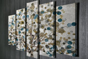 Impressionante conjunto de pinturas decorativas em tela com 5 peças, 105 x 70 cm | 100% tela, 100% moldura de madeira (3 cm) | Perfeito para amantes de decoração e arte
