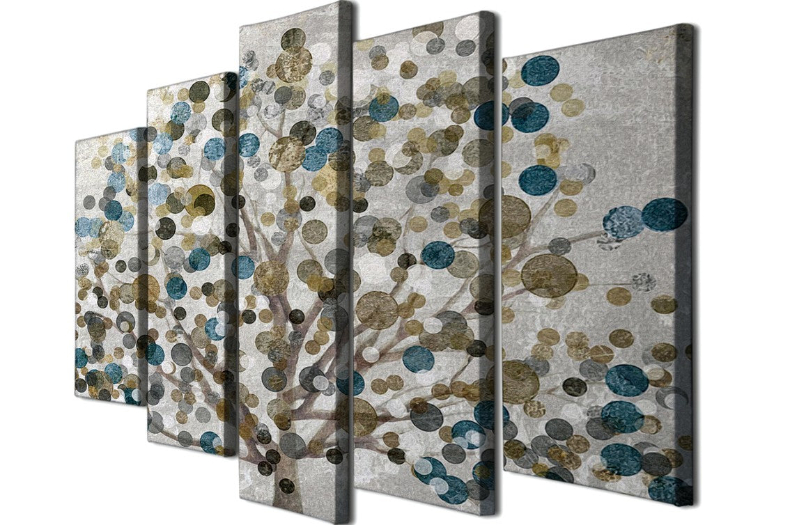 Impressionante conjunto de pinturas decorativas em tela com 5 peças, 105 x 70 cm | 100% tela, 100% moldura de madeira (3 cm) | Perfeito para amantes de decoração e arte