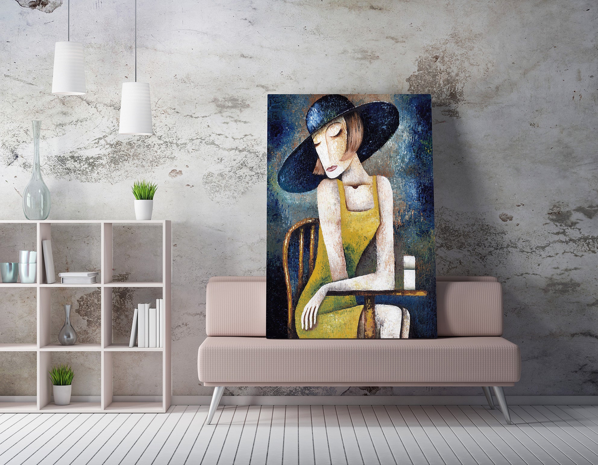 Impressionante pintura decorativa em tela, 50 x 70 cm | 50% poliéster e 50% algodão, moldura 100% madeira (2 x 3 cm) | Impressão digital vibrante para decoração de casa