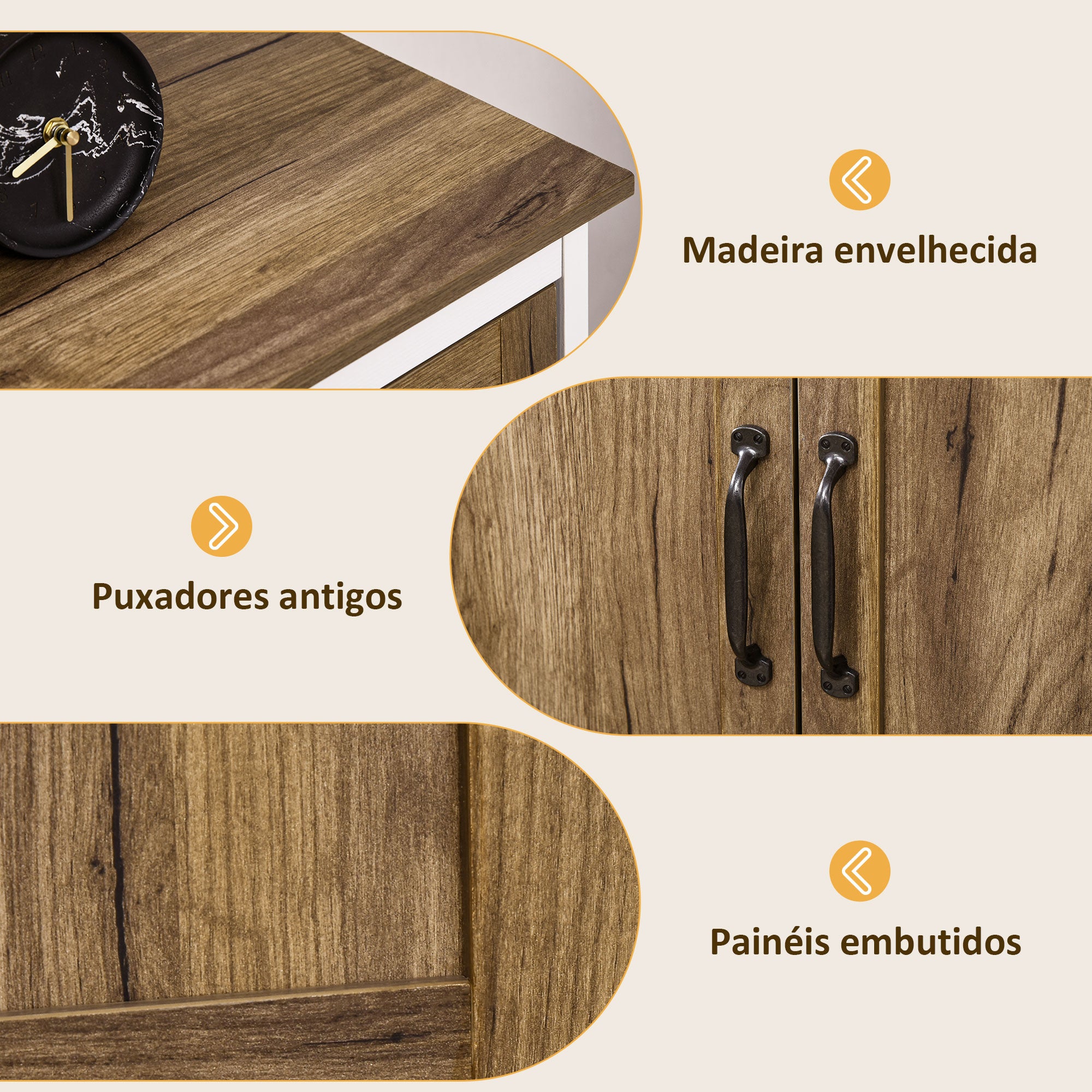 Aparador de Sala de Estar com Gaveta e Prateleira Ajustável 78,5x39x89,4 cm - Marrom e Branco