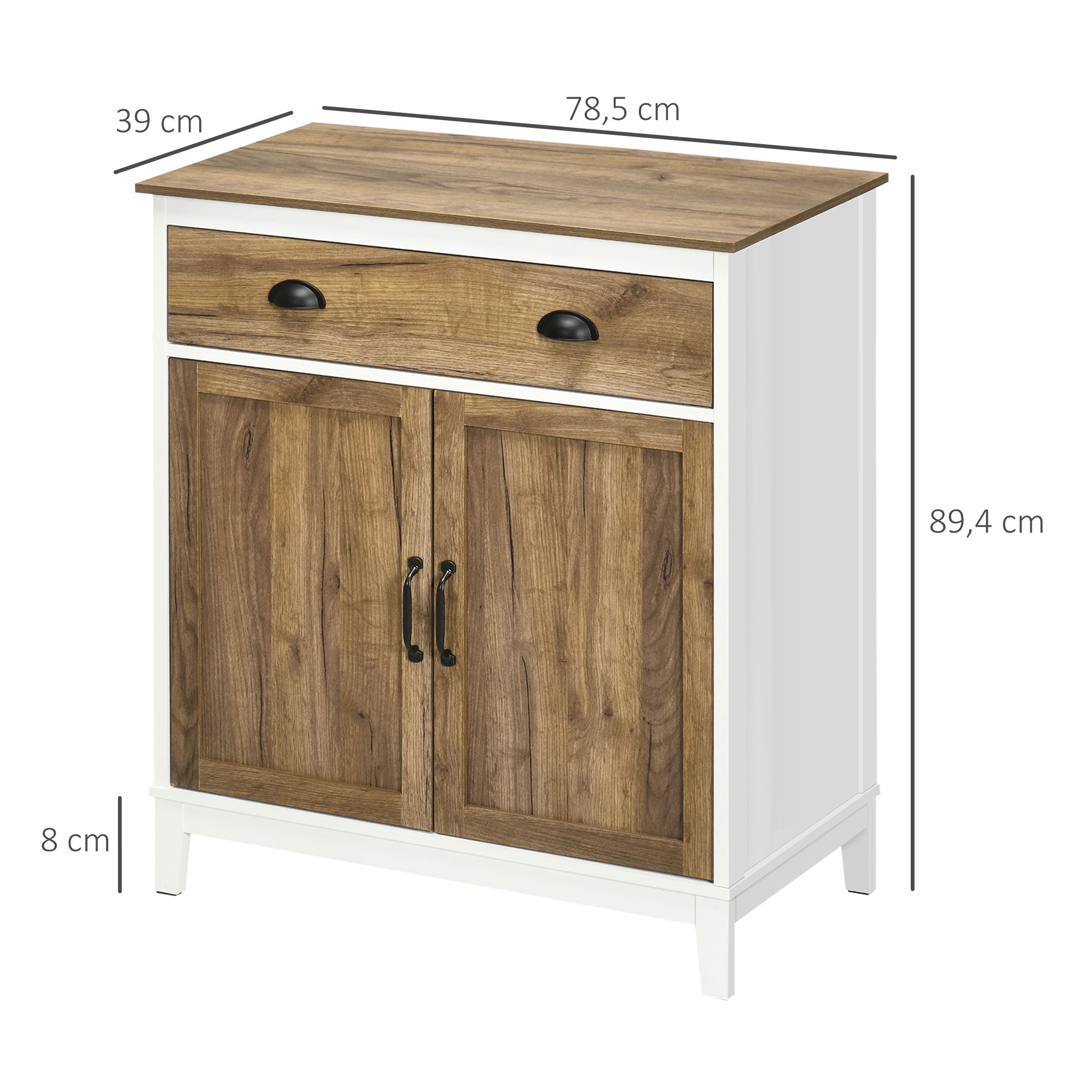 Aparador de Sala de Estar com Gaveta e Prateleira Ajustável 78,5x39x89,4 cm - Marrom e Branco