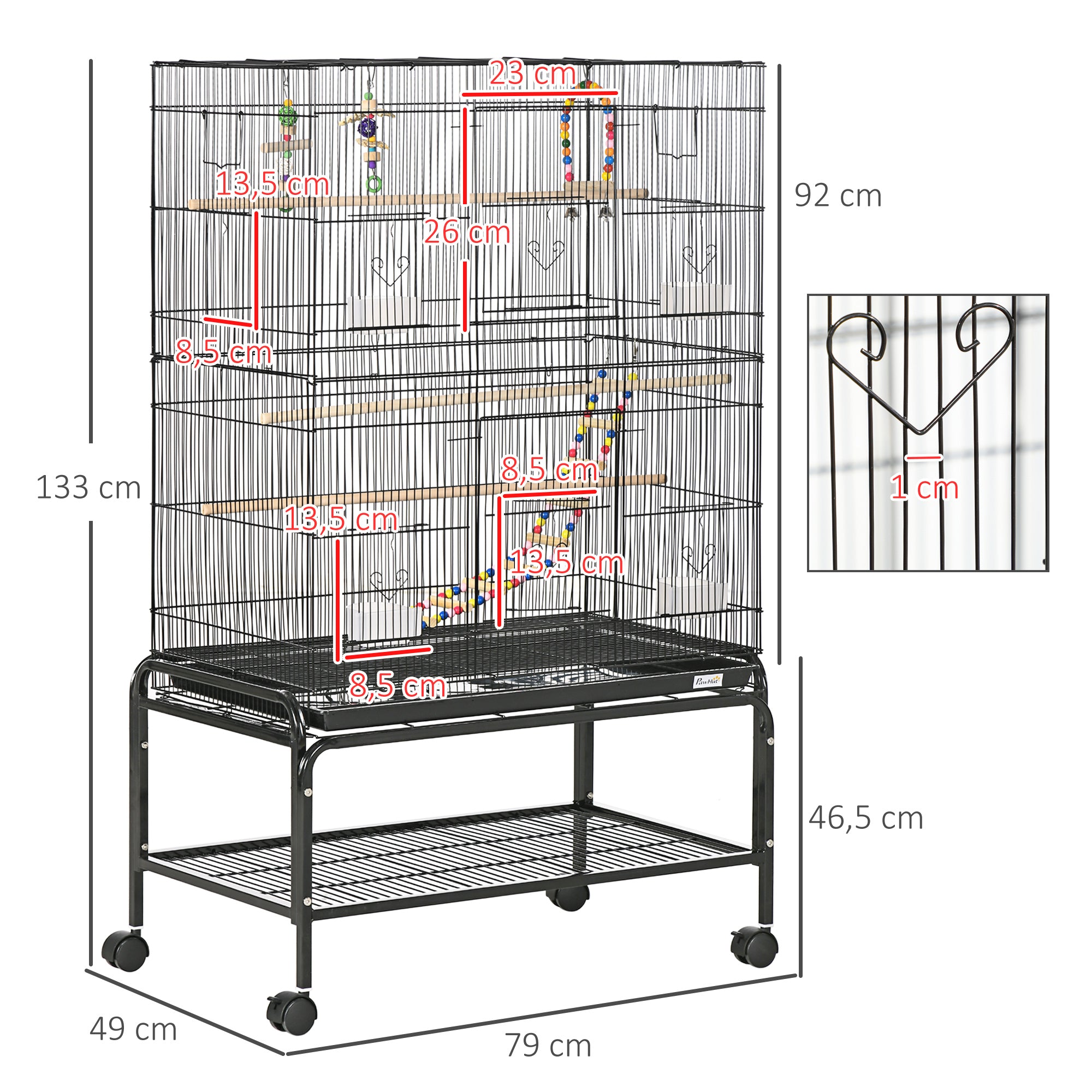 Gaiola Metálica Grande – 79x49x133 cm – Cor Preto