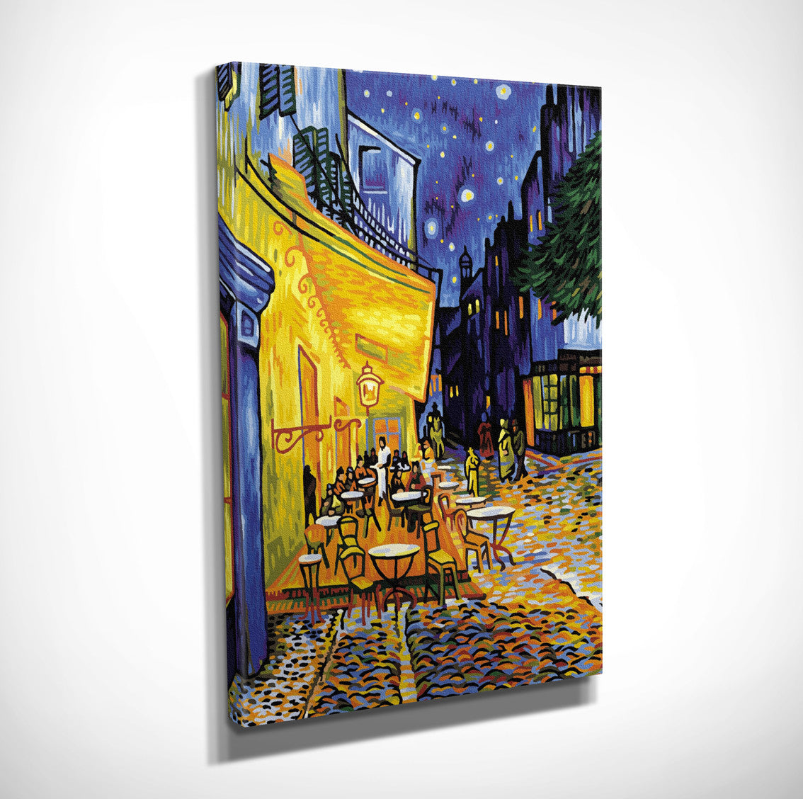 Pintura decorativa em tela "Terraço de Café à Noite" de Vincent van Gogh, 30 x 40 cm, 100% tela, 100% moldura de madeira (3 cm) | Arte Elegante para Decoração de Casa