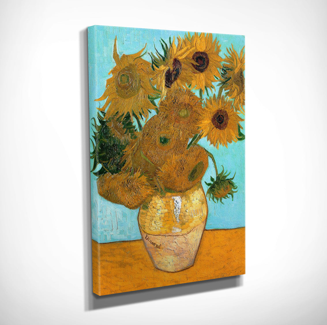 Pintura decorativa em tela de Vincent Van Gogh, Vaso com doze girassóis, 30 x 40 cm | 100% tela, 100% moldura de madeira (3 cm de espessura) | Arte elegante para decoração de casa