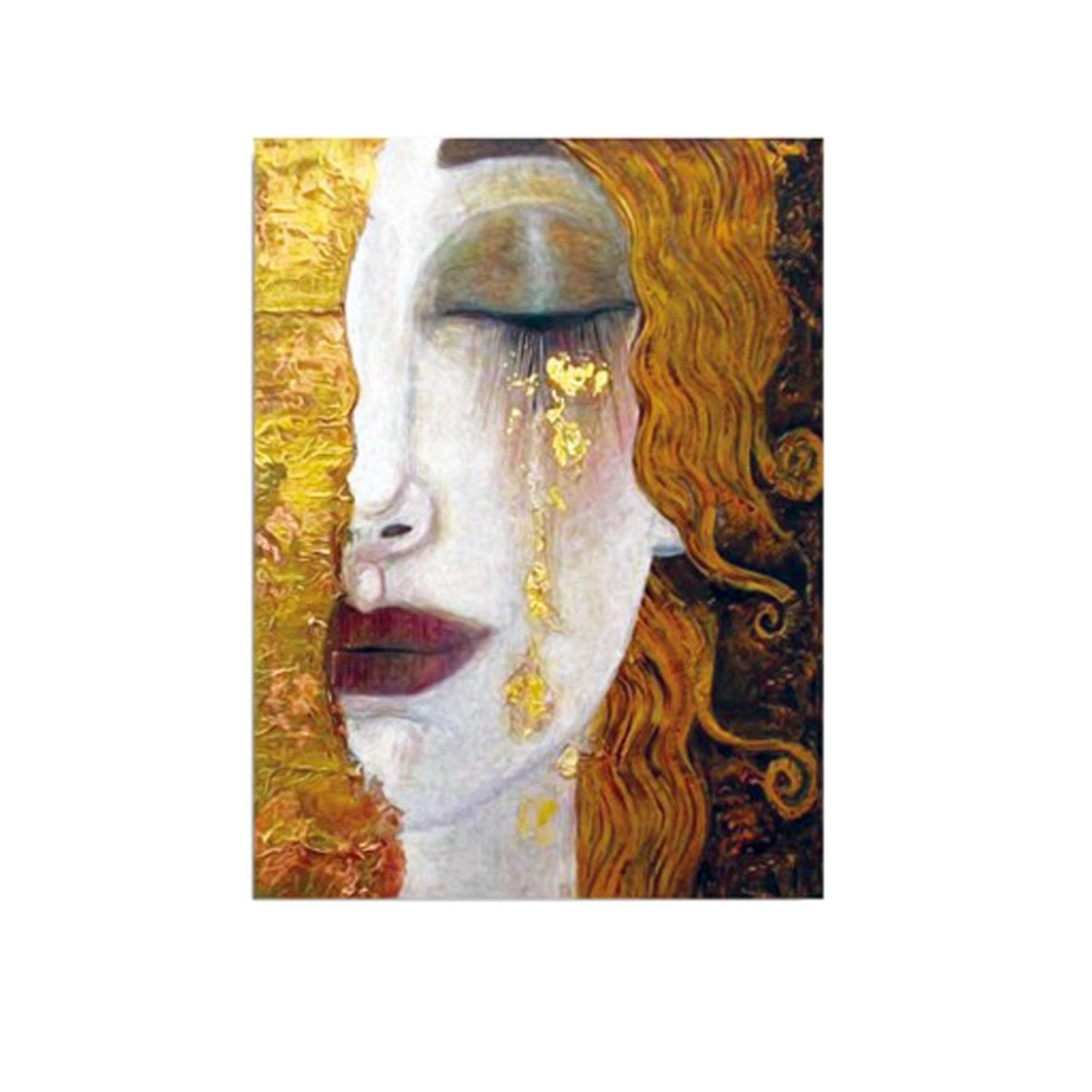 Pintura decorativa em tela "Lágrimas Douradas" de Anne-Marie Zilberman, 30 x 40 cm, 100% tela, moldura 100% madeira (3 cm de espessura) | Arte elegante para decoração de casa